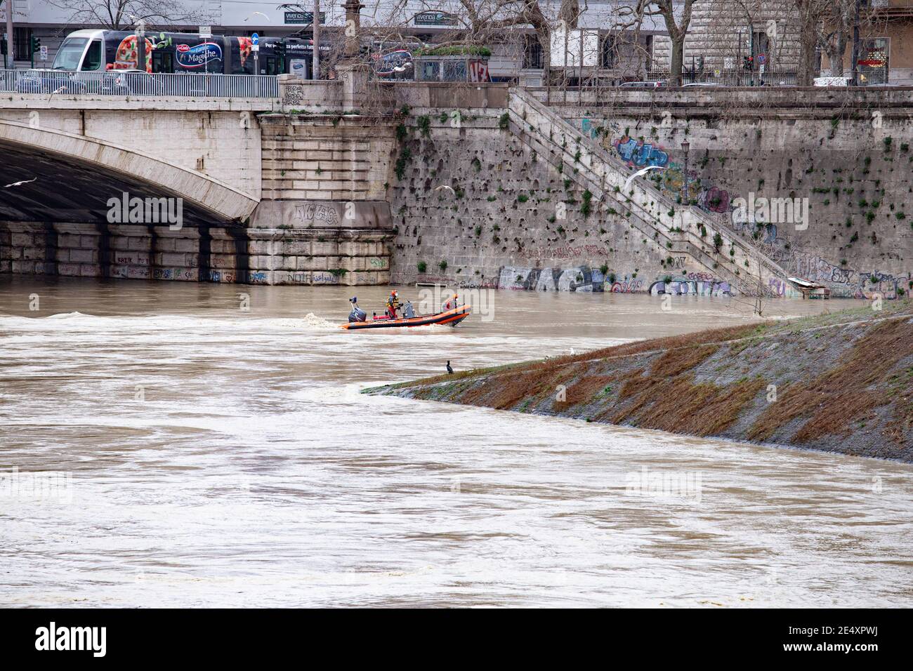 Tevere in piena 25/01/2021 Stockfoto