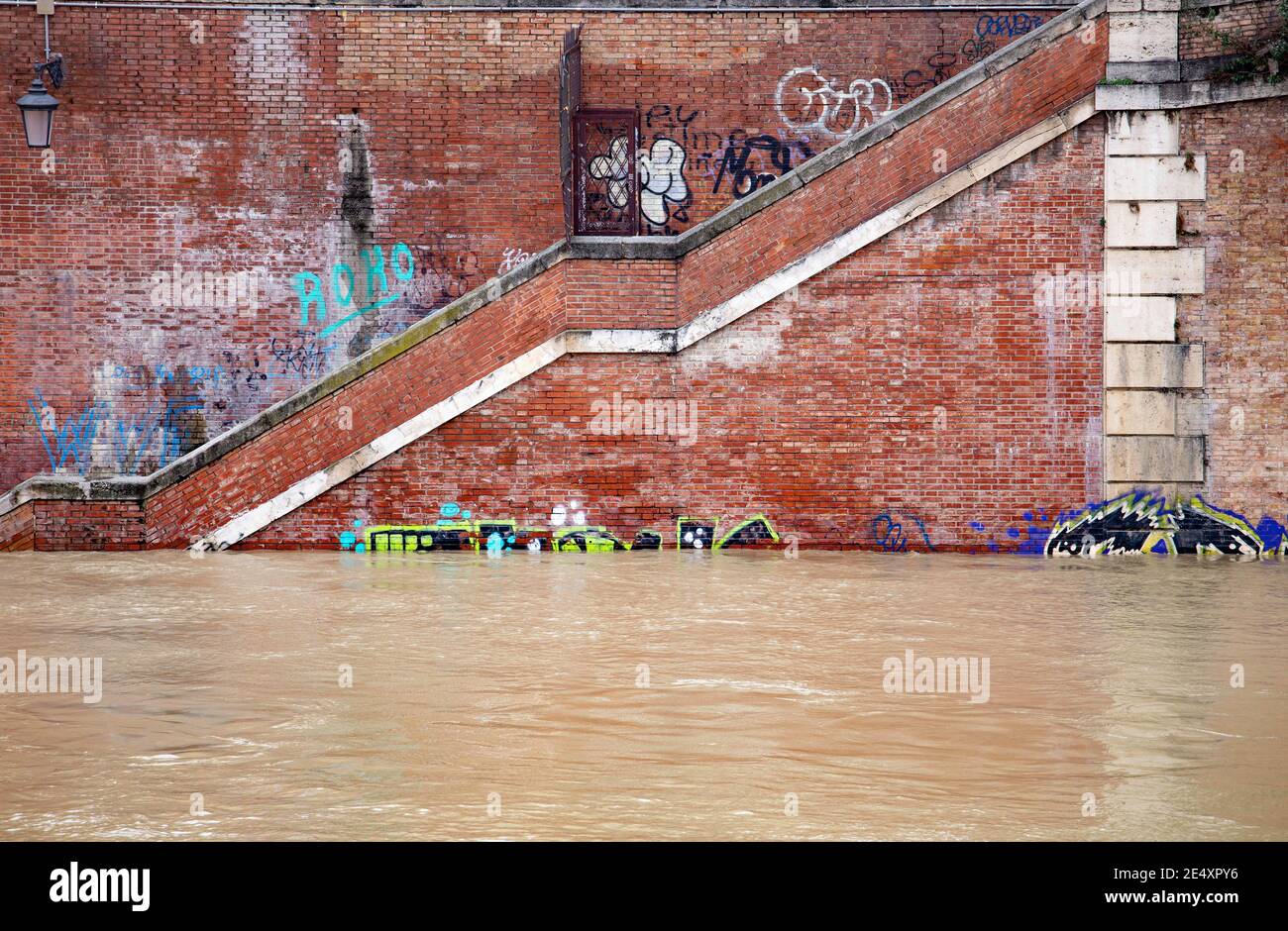 Tevere in piena 25/01/2021 Stockfoto