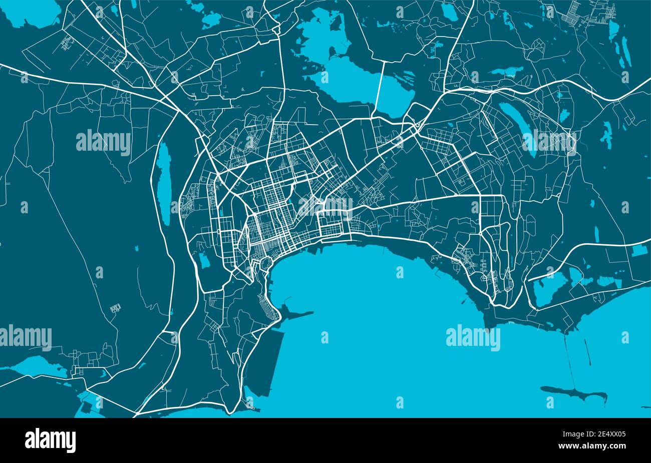 Detaillierte Karte von Baku Stadt Verwaltungsgebiet. Lizenzfreie Vektorgrafik. Stadtbild-Panorama. Dekorative Grafik Touristenkarte von Baku Gebiet. Stock Vektor