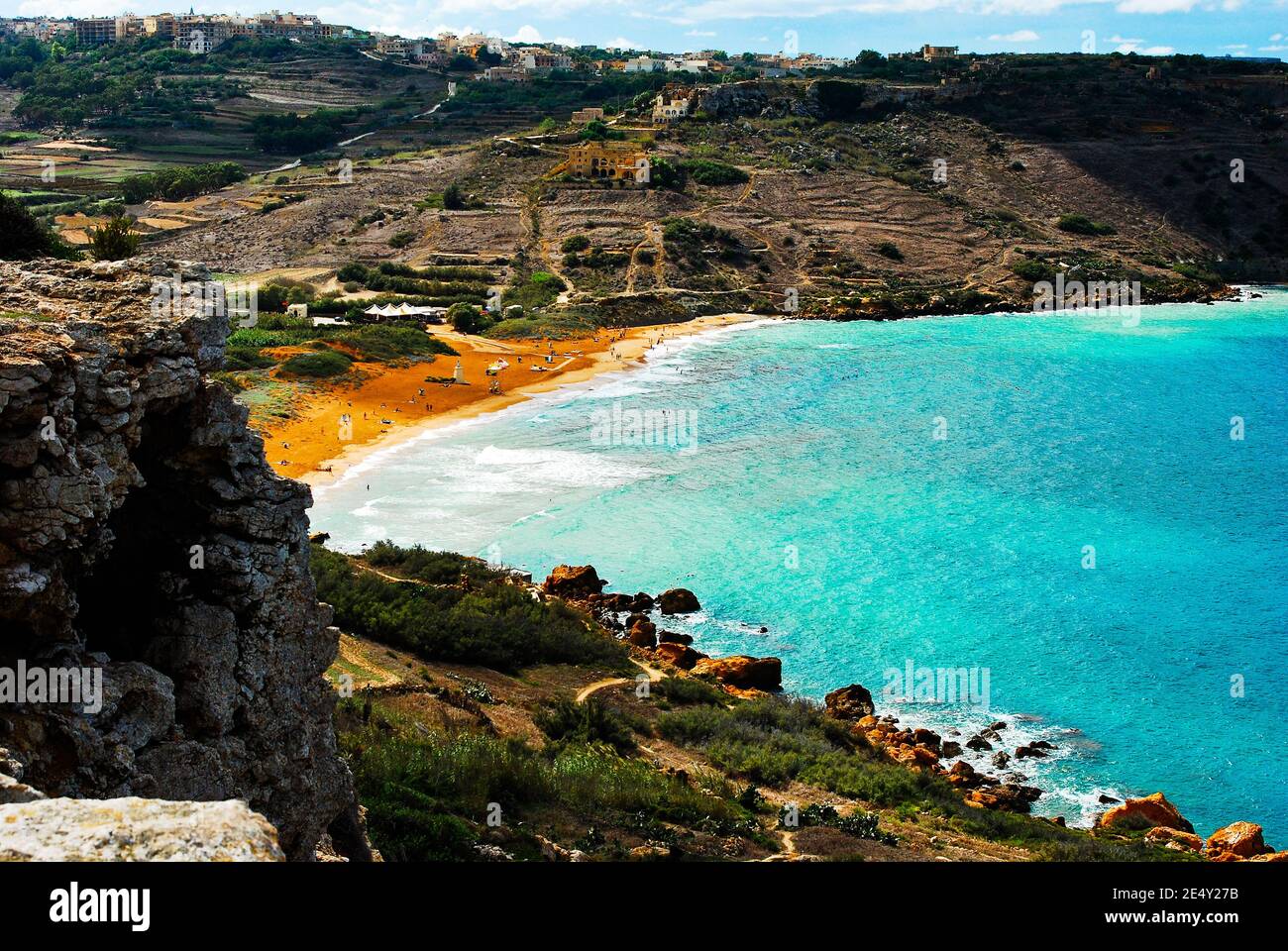 Gozo Ramla Bay in Malta Insel Blick von Fougasse Stockfoto