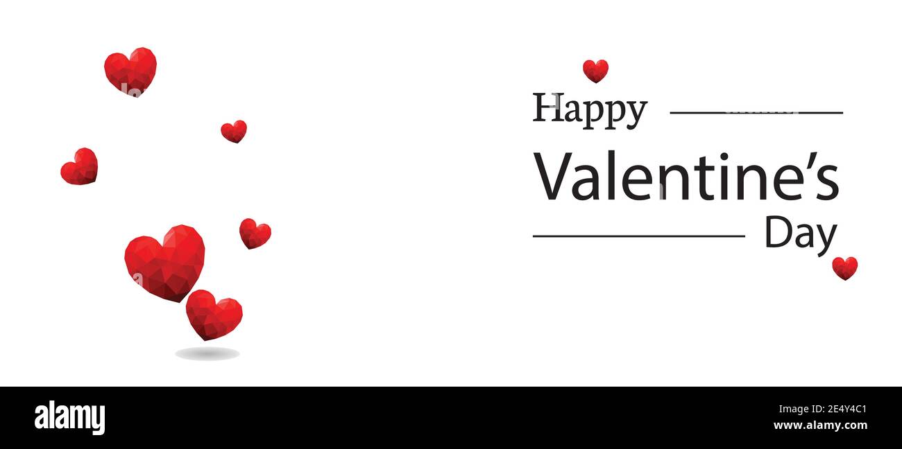 Valenines Tageswunsch mit roten Herzen auf weißem Hintergrund Stock Vektor