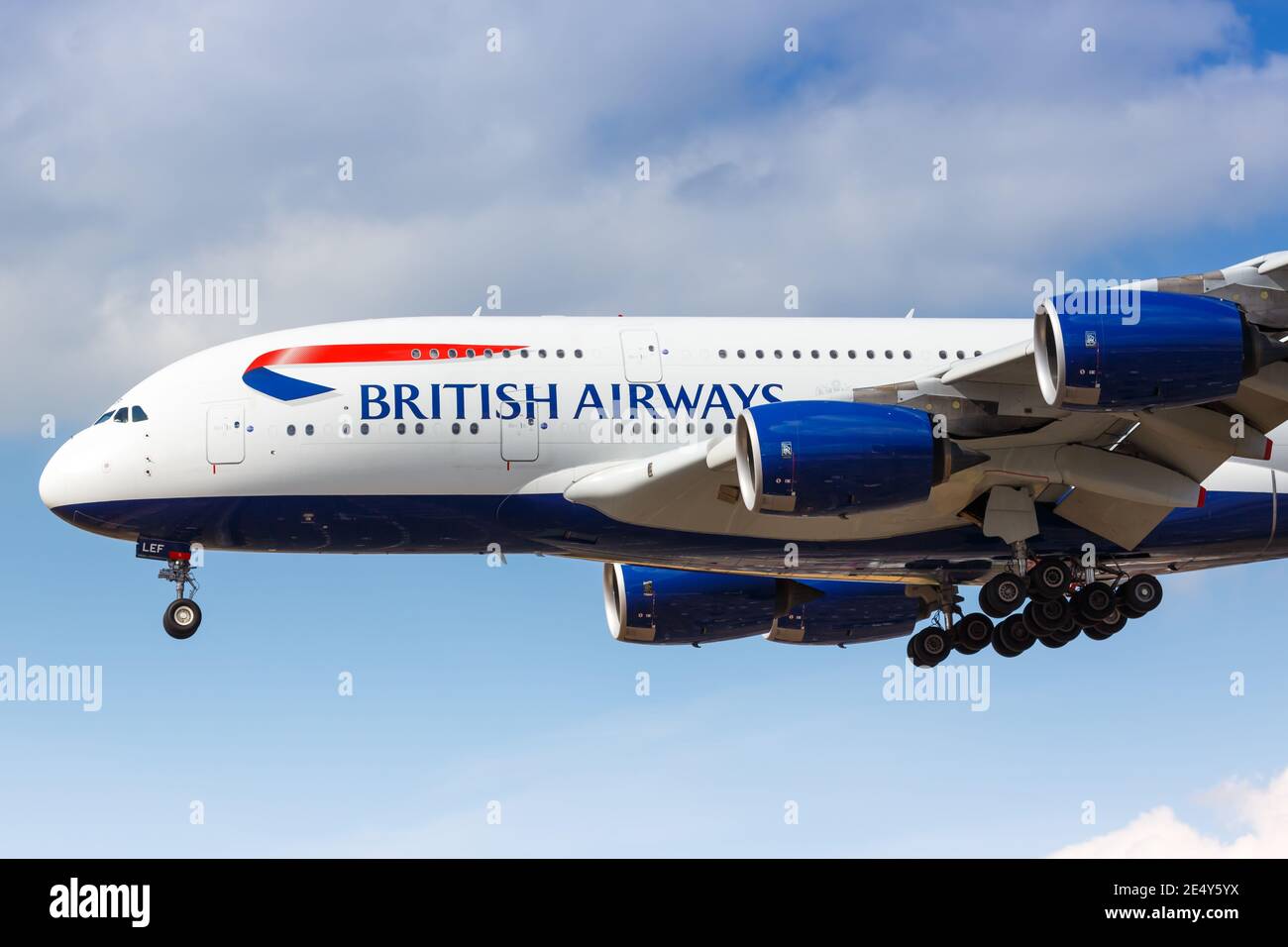 London, Vereinigtes Königreich - 31. Juli 2018: British Airways Airbus A380 am Flughafen London Heathrow (LHR) im Vereinigten Königreich. Stockfoto