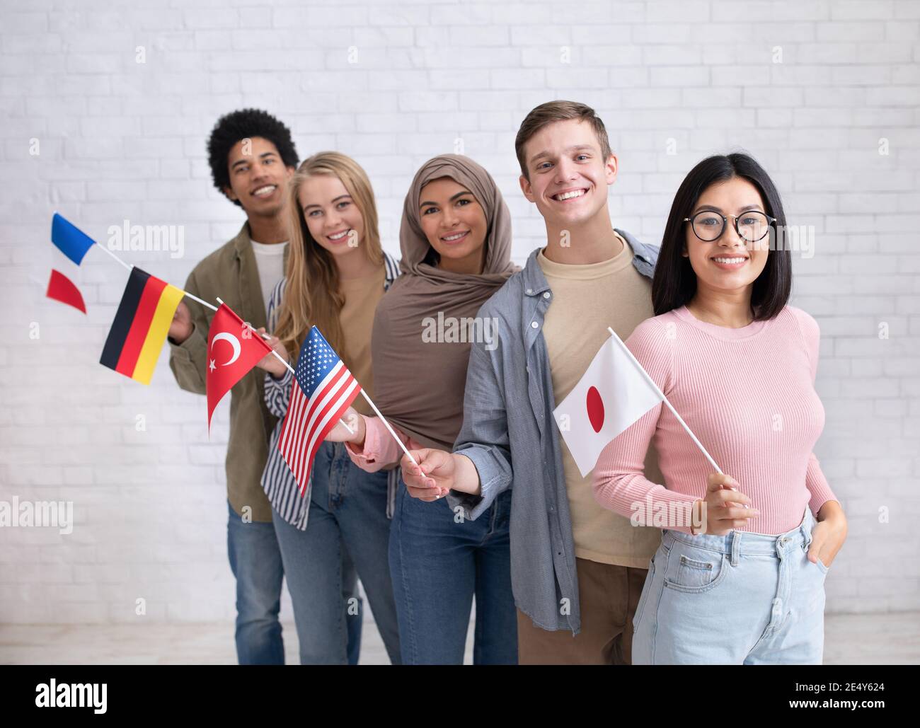 Austauschschüler und Sprachschule für verschiedene Menschen Stockfoto