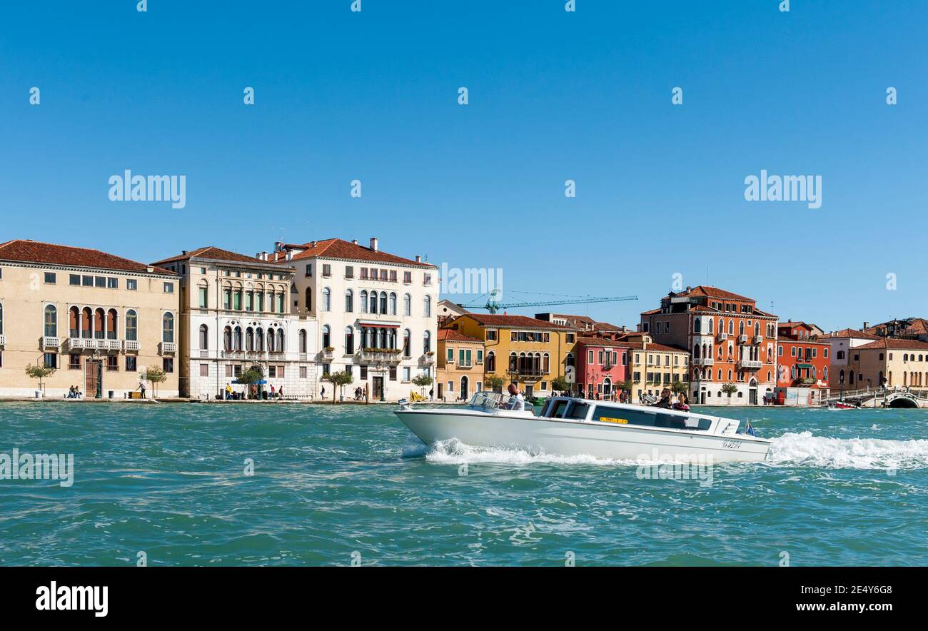 Wassertaxi auf dem Canal Grande in Venedig, Italien. Stockfoto