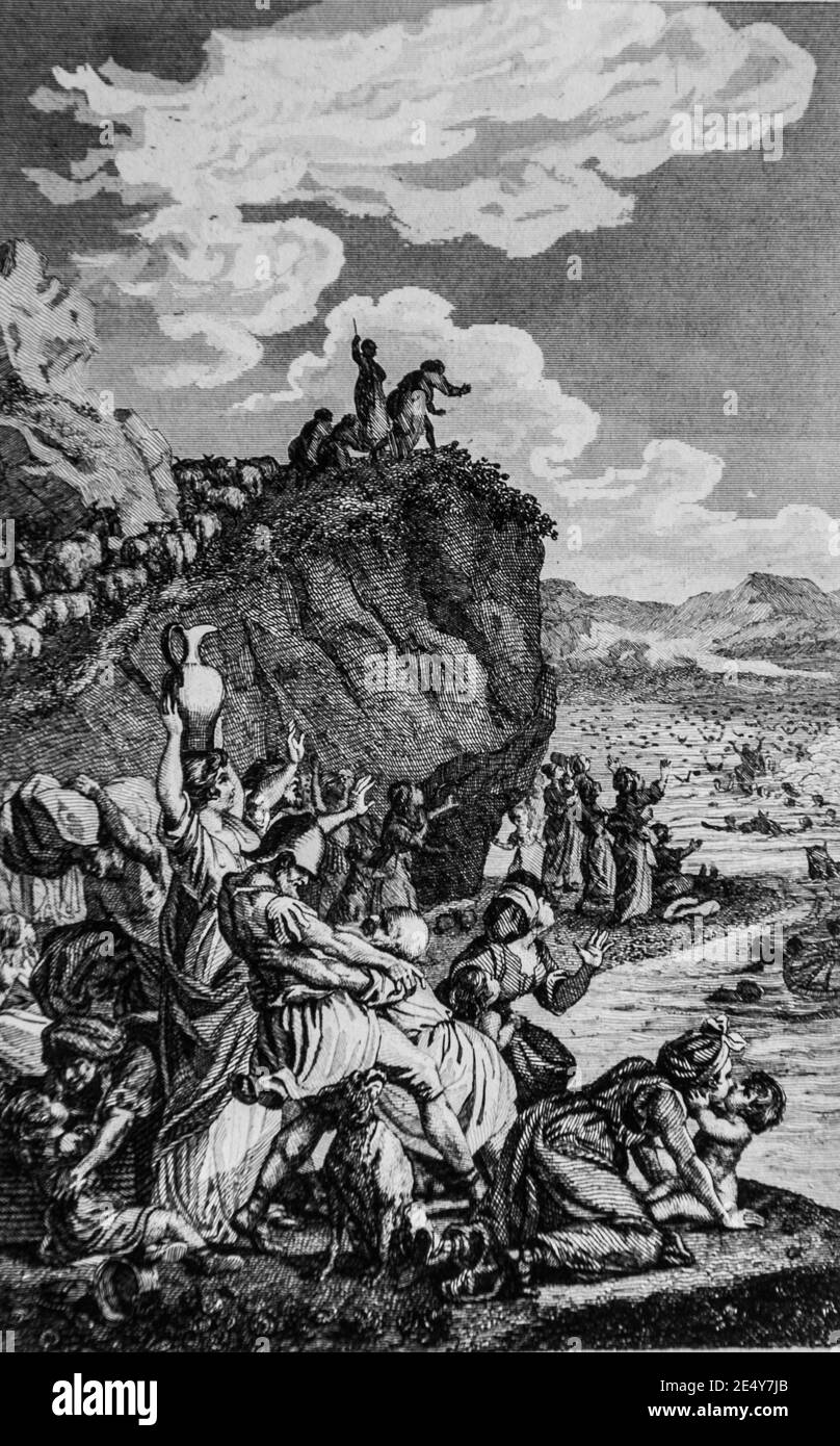 Passage de la mer Rouge, altes Testament, la bible par le maistre de sacy,editeur guiraudet et jouaust 1836 Stockfoto