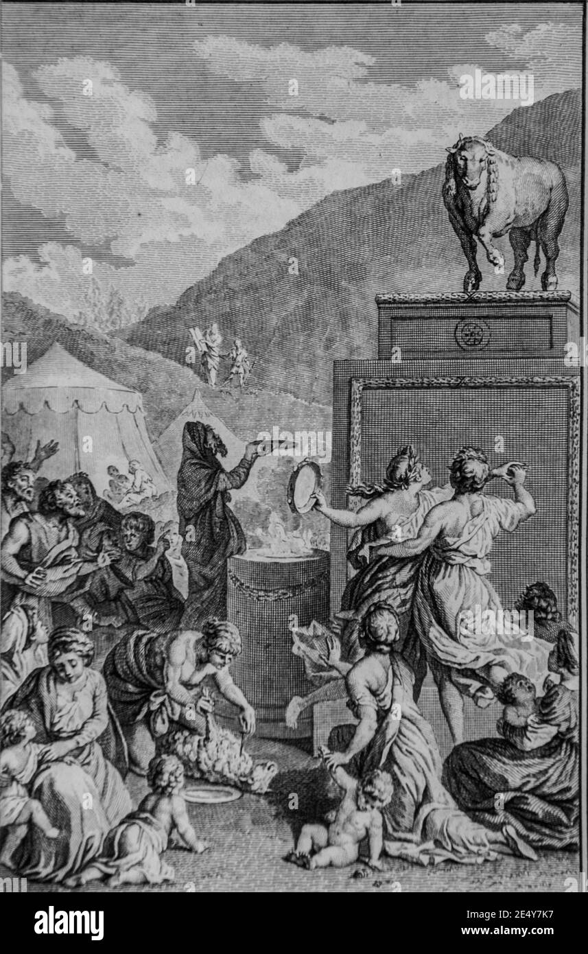 Verehrung du veau d'Or, altes Testament, la bible par le maistre De sacy,editeur guiraudet et jouaust 1836 Stockfoto