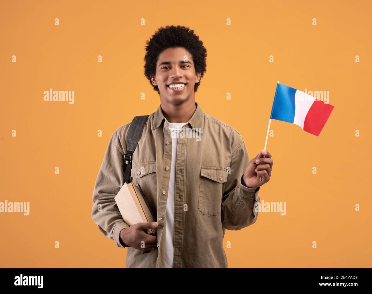 Sprachunterricht, Studentenaustausch, Bildung und Reisen in neues Land Stockfoto