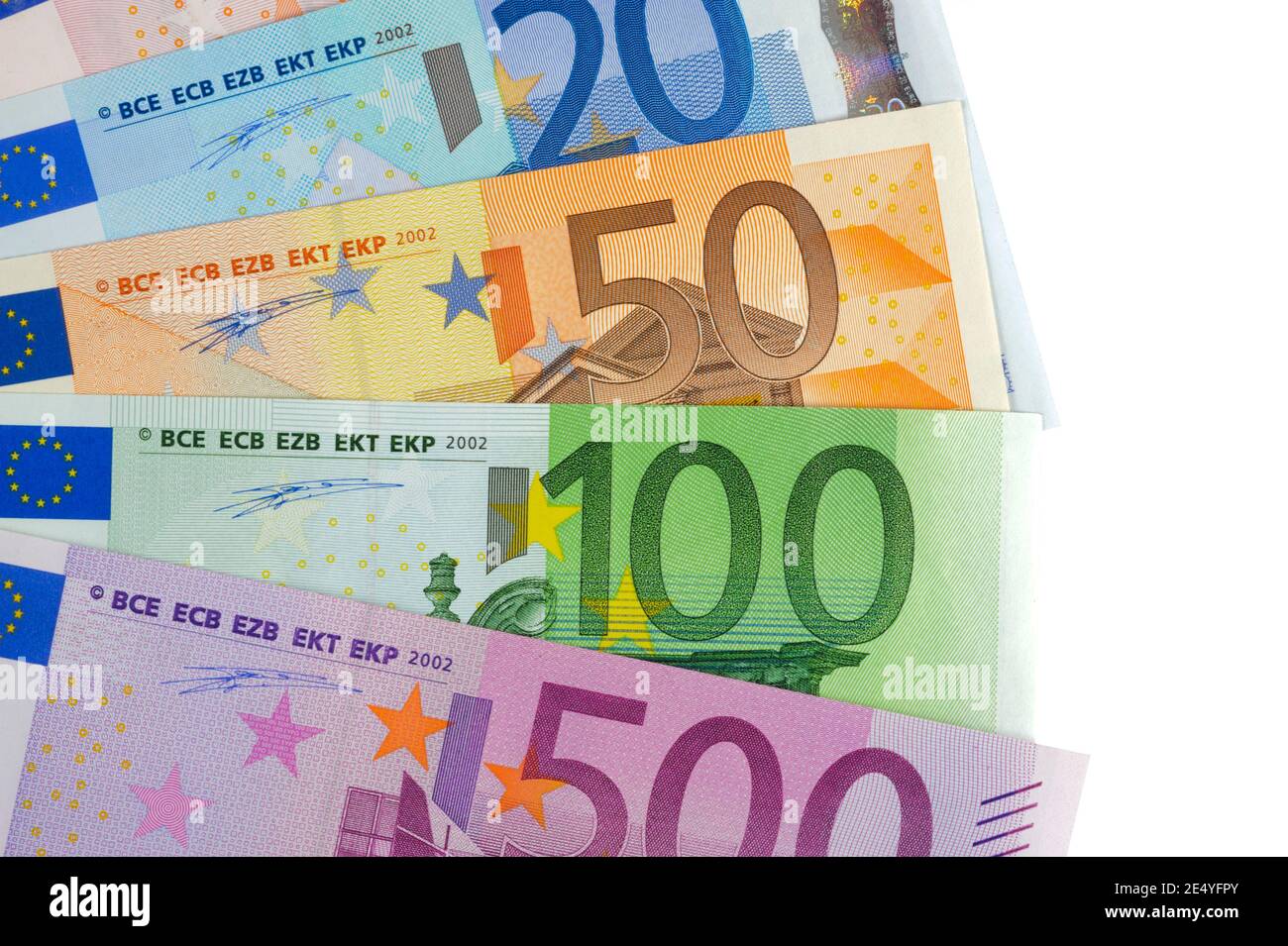 Finanzen und Wirtschaft mit Euro-Banknoten Stockfoto