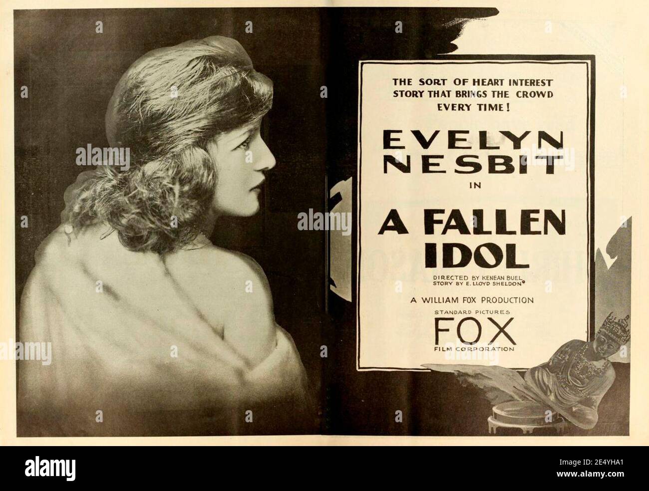 Werbung in Moving Picture World für den Film A Fallen Idol (1919) mit Evelyn Nesbit Stockfoto