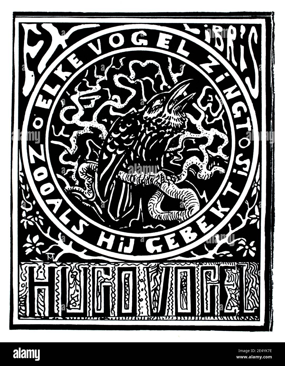 Every Bird Sings, Bookplate Design für Hugo Vogel von dem niederländischen Designer Theo Van Hoytema im Jahr 1897 das Studio an Illustrated Magazine of Fine and Applied Ar Stockfoto