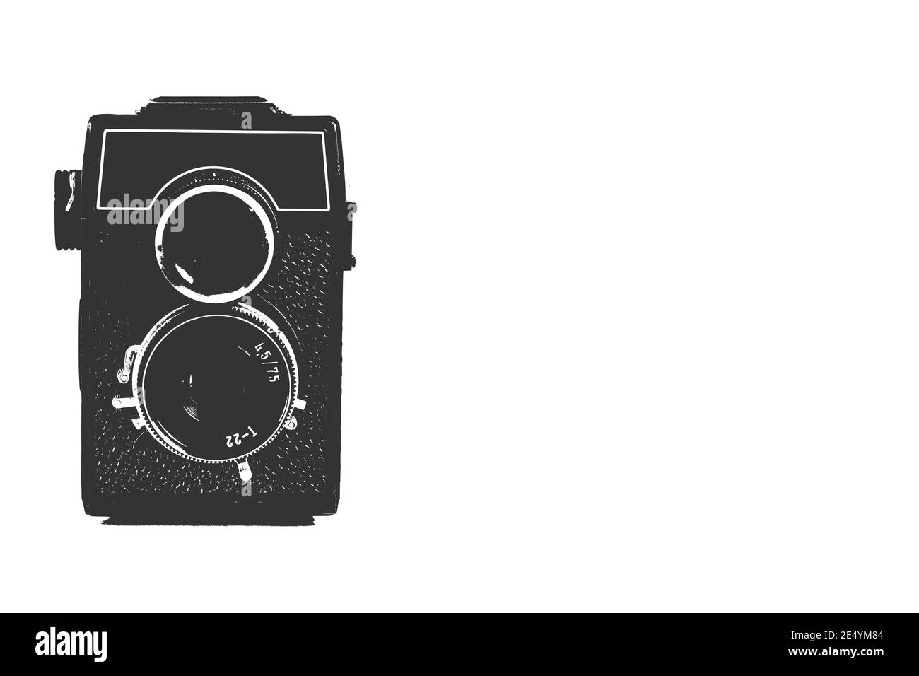 Eine alte Doppelobjektiv-Kamera im Pop-Stil Stockfoto