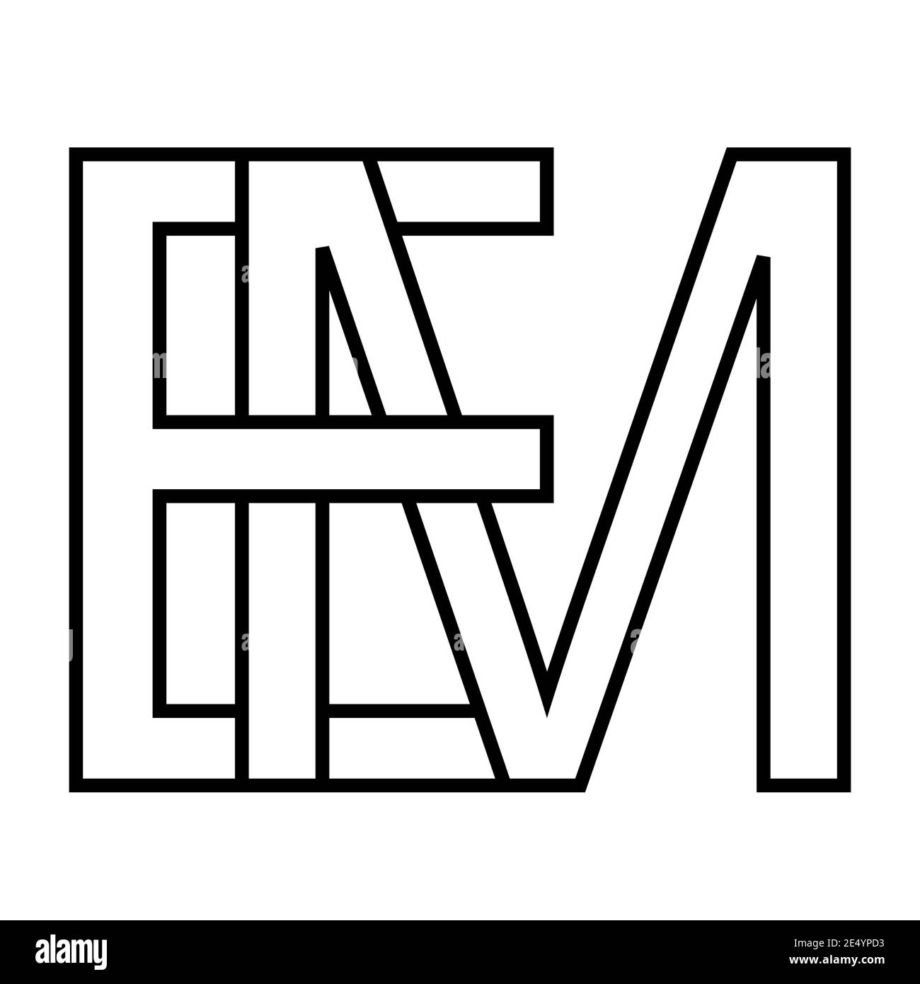 Logo Zeichen em und mir Symbol Zeichen interlaced Buchstaben M, E Vektor Logo em, me erste Großbuchstaben Muster Alphabet e, m Stock Vektor