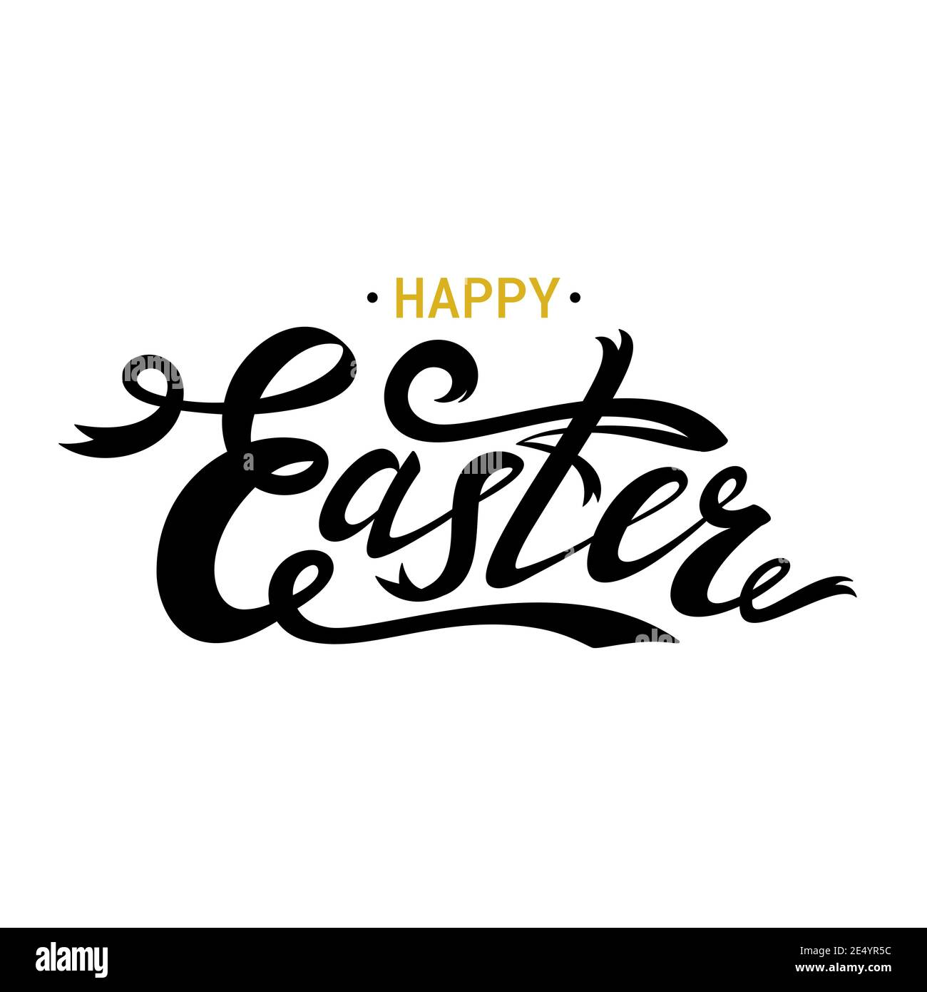 Frohe Ostern Lettering Karte. Schwarzer Farbbandtext. Handgezeichnetes Lettering-Poster für Ostern. Moderne Kalligraphie. Stock Vektor