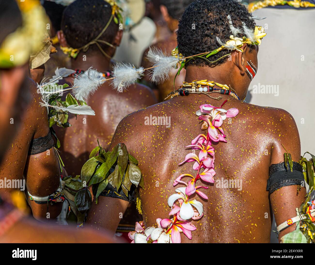 Cricket-Spiel Trobriand Islands Style in Kwebwaga, Papua-Neuguinea Stockfoto