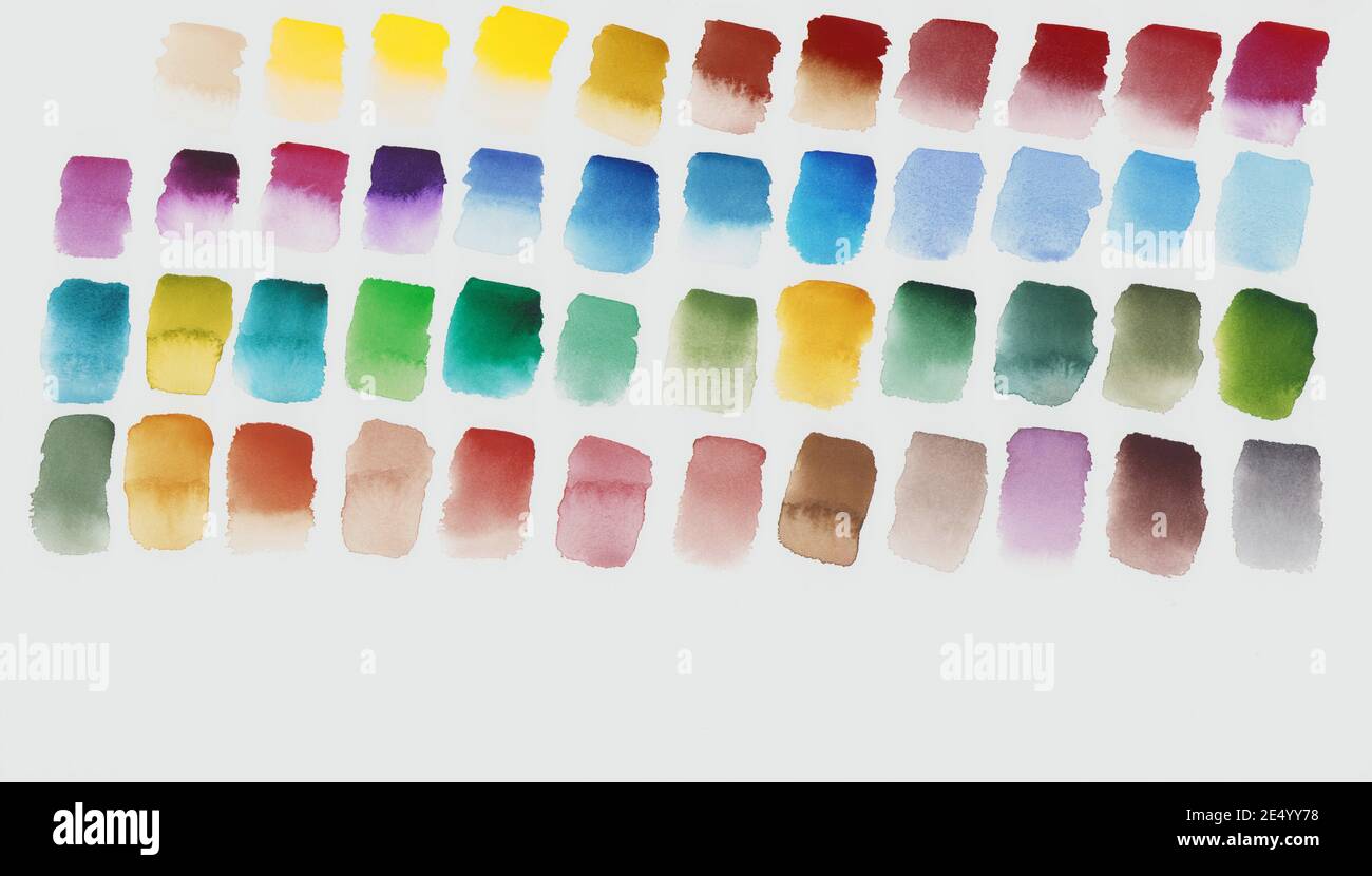 Handbemalter Vollfarbpalette Aquarellhintergrund Stockfoto