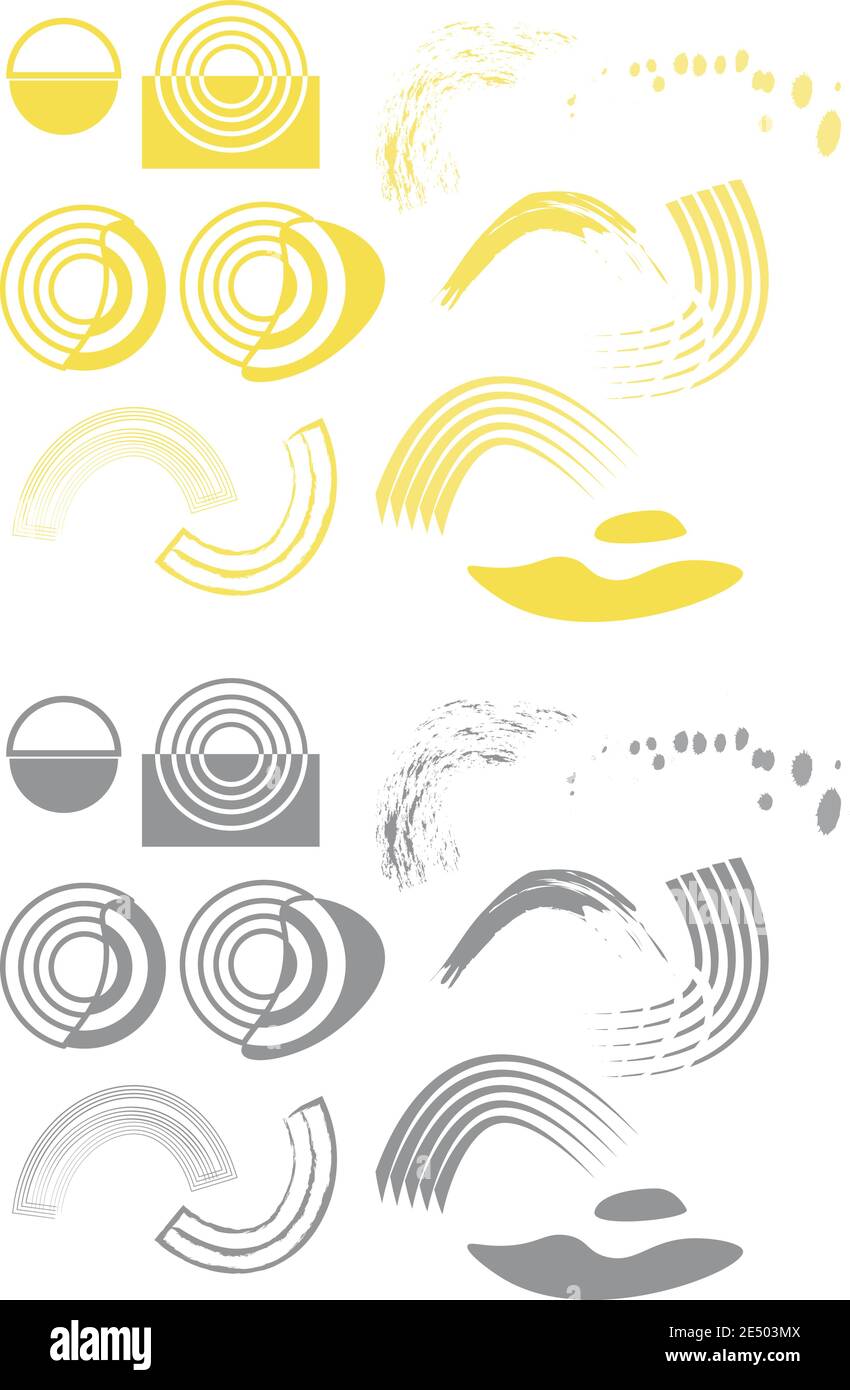 Set von abstrakten modernen grafischen Elementen in Ultimate Grau und Leuchtet Stock Vektor