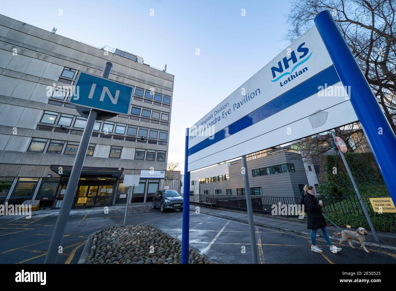 Edinburgh, Schottland, Großbritannien. 25. Januar 2021. Allgemeine Ansichten des Princess Alexandra Eye Pavilion. Die Zukunft des alternden Princess Alexandra Eye Pavilion Krankenhauses in Edinburgh ist in Zweifel, nachdem die schottische Regierung keinen Ersatz finanzieren würde. Zukünftige Augenpflege in der Stadt könnte auf andere Krankenhäuser in Lothian verteilt werden der Pavillon schließt. Iain Masterton/Alamy Live News Stockfoto