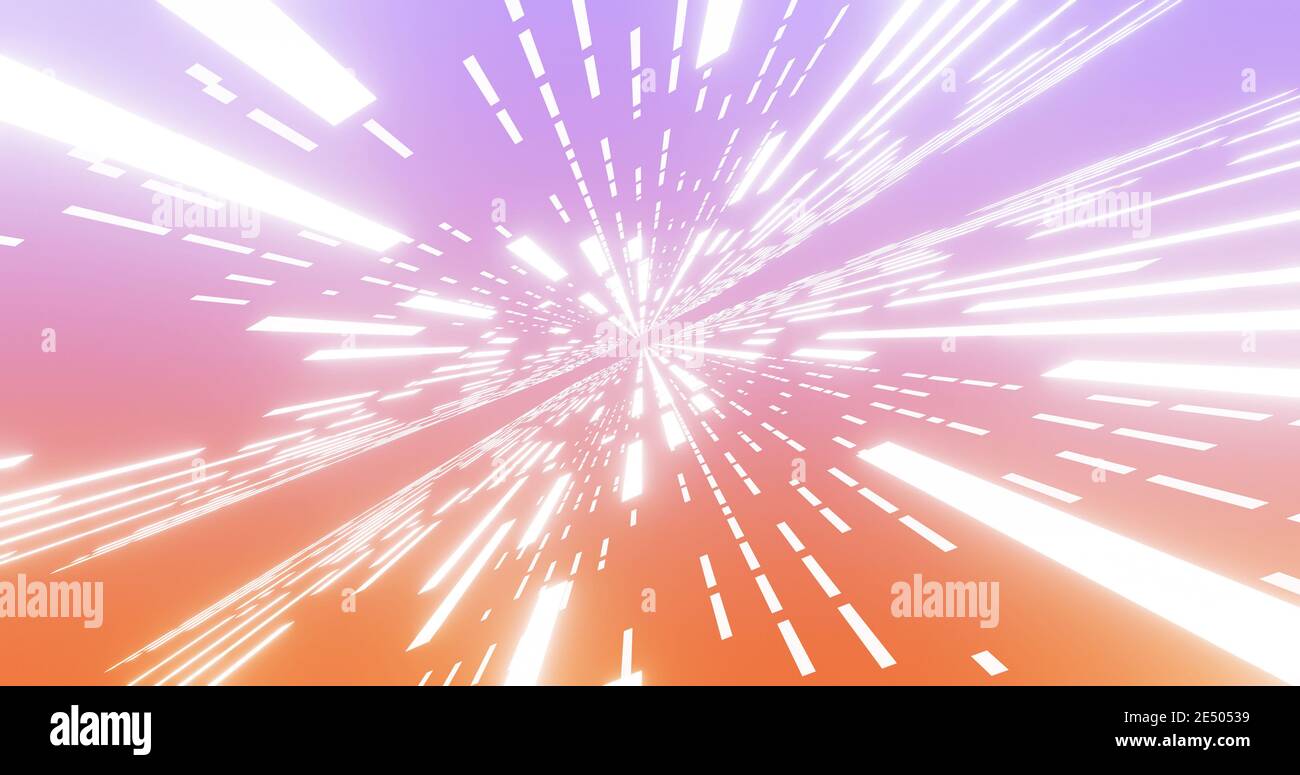 Abstrakte Glow Neonlinien und Streifen. Abstrakter Hintergrund mit fliegenden neon leuchtenden Streifen, 3d Rendering Stockfoto
