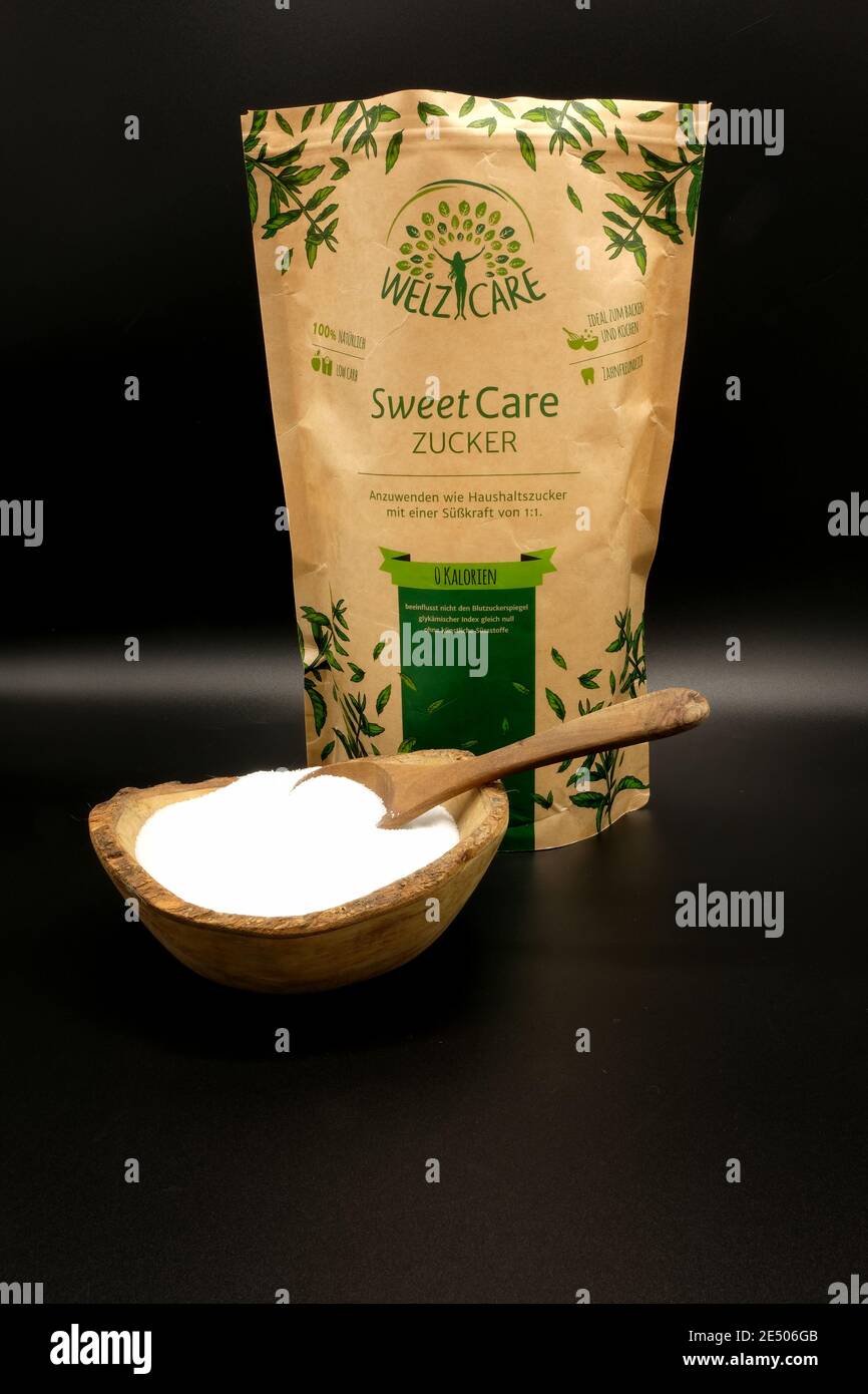 Sweetcare Zucker Kristall, Null Kalorien Rohrzucker Ersatz Stockfoto