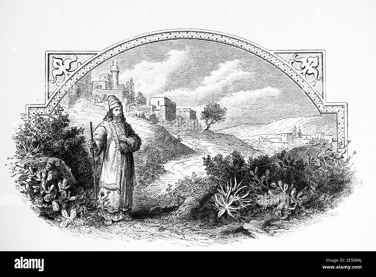 Illustration´s Heine Gedicht 'Jehuda ben Halevy', hebräischer Dichter des Mittelalters, deutscher Dichter Heinrich Heine, Gedichtsammlung Romancero, 1880 Stockfoto