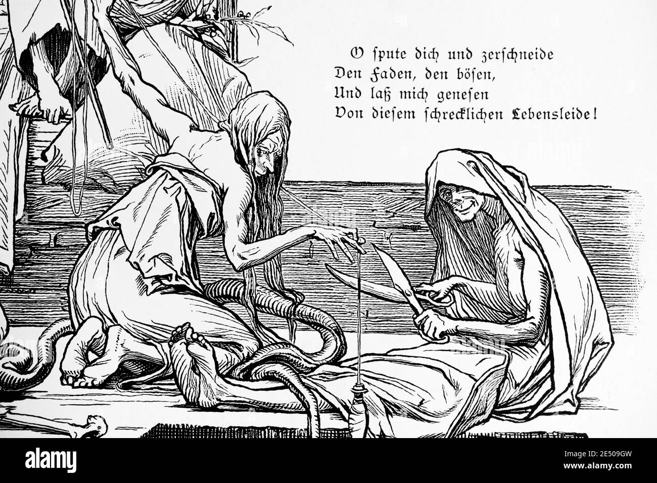 Illustration´s Heine ironisches Gedicht 'zum Lazarus', schlechte Träume vom Tod, deutscher Schriftsteller und Dichter Heinrich Heine, Gedichtsammlung Romancero, 1880 Stockfoto