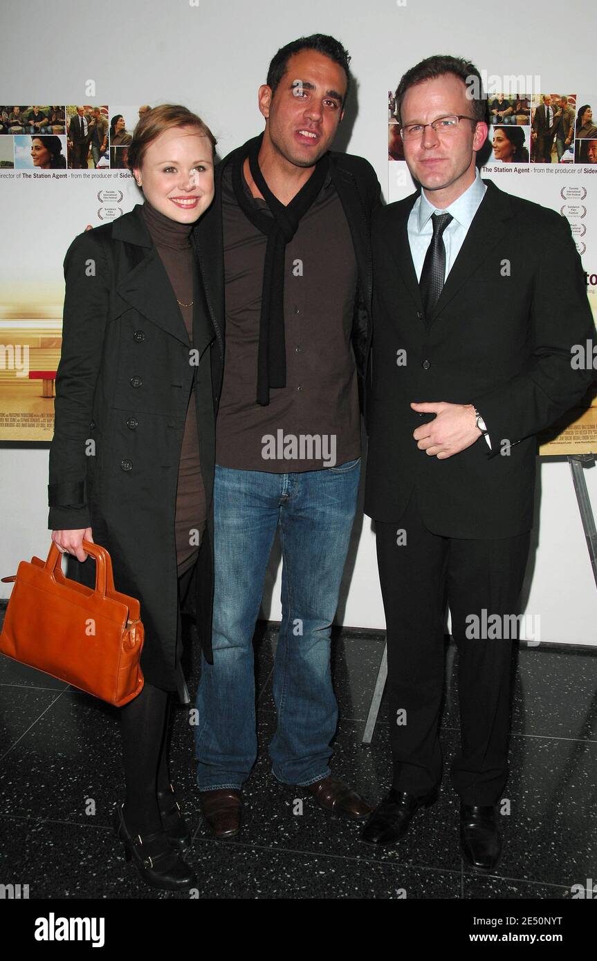 (L-R) die Schauspieler Alison pill und Bobby Cannavale und der Regisseur Tom McCarthy besuchen am 1. April 2008 die Premiere von "The Visitor" im Museum of Modern Art in New York City, NY, USA. Foto von Gregorio Binuya/ABACAPRESS.COM Stockfoto