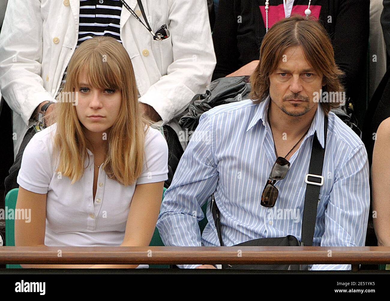 Daniel Bravo und seine Tochter nehmen 2008 am 1. Juni 2008 an den French Tennis Open im Roland Garros Stadion in Paris, Frankreich, Teil. Foto von Giancarlo Gorassini/ABACAPRESS.COM Stockfoto