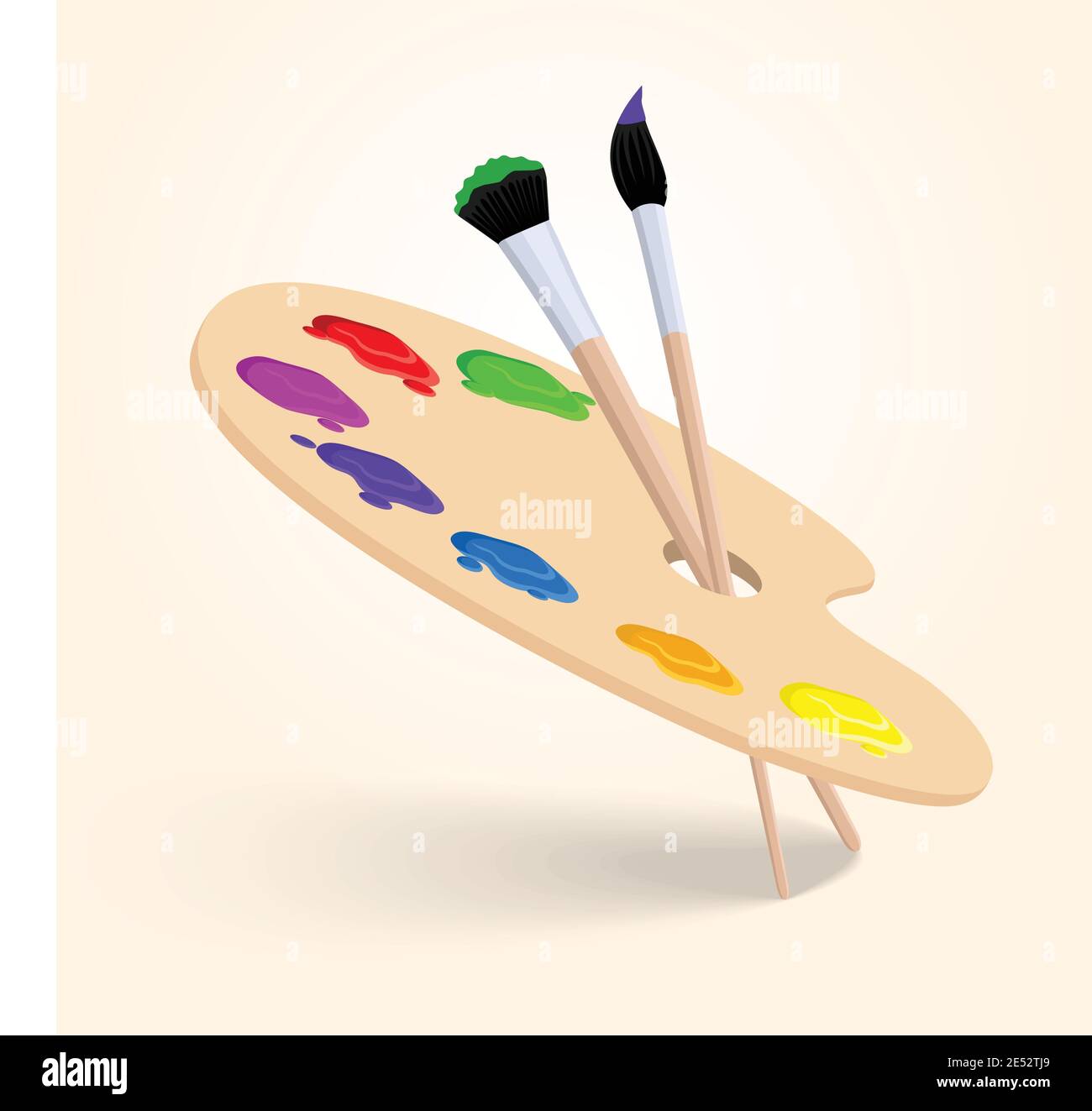 Kunst Farbpalette mit Pinsel Zeichenwerkzeuge isoliert auf weiß Vektordarstellung im Hintergrund Stock Vektor
