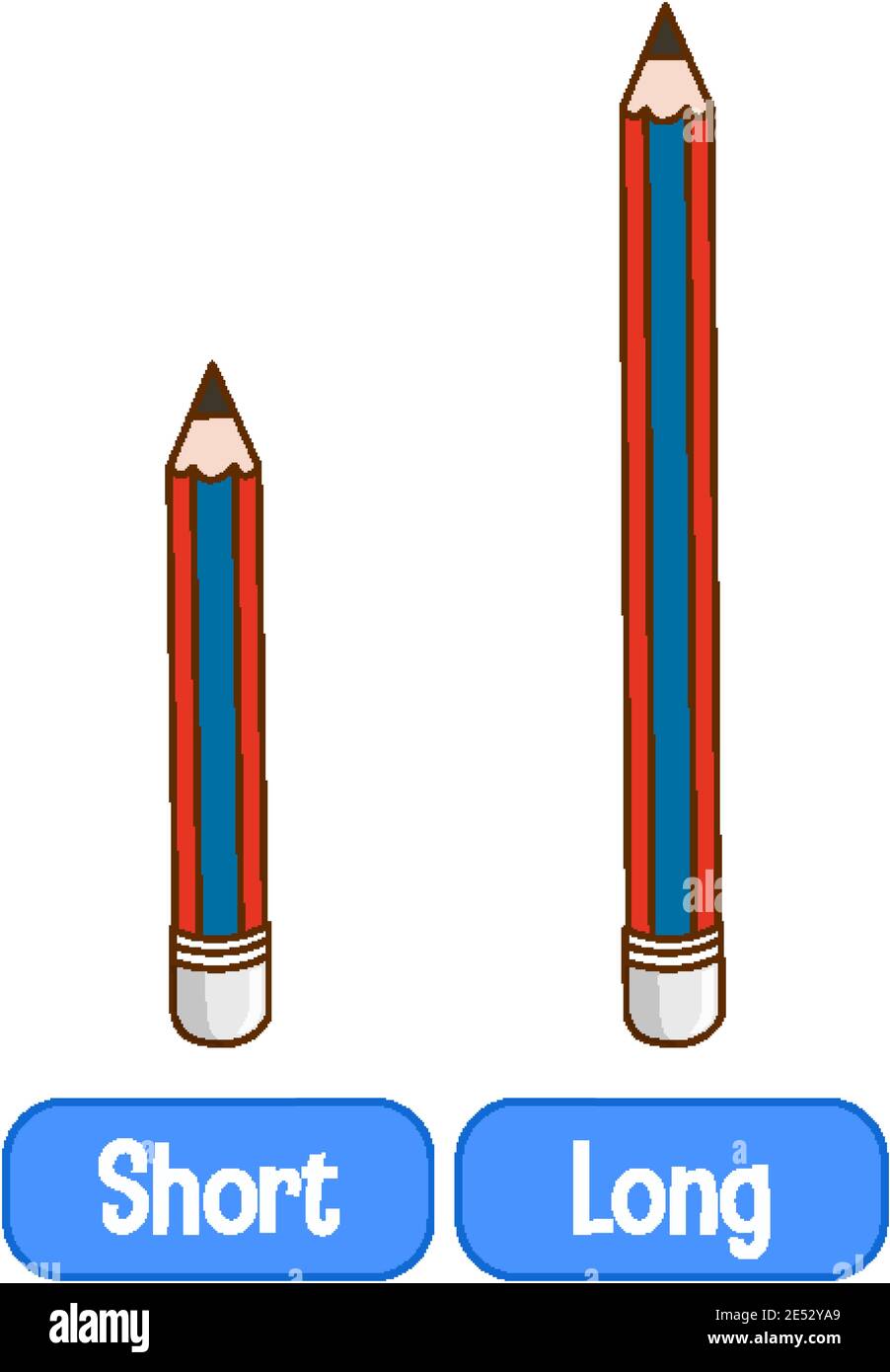 Entgegengesetzte Adjektive Wörter mit kurzer und langer Illustration Stock Vektor