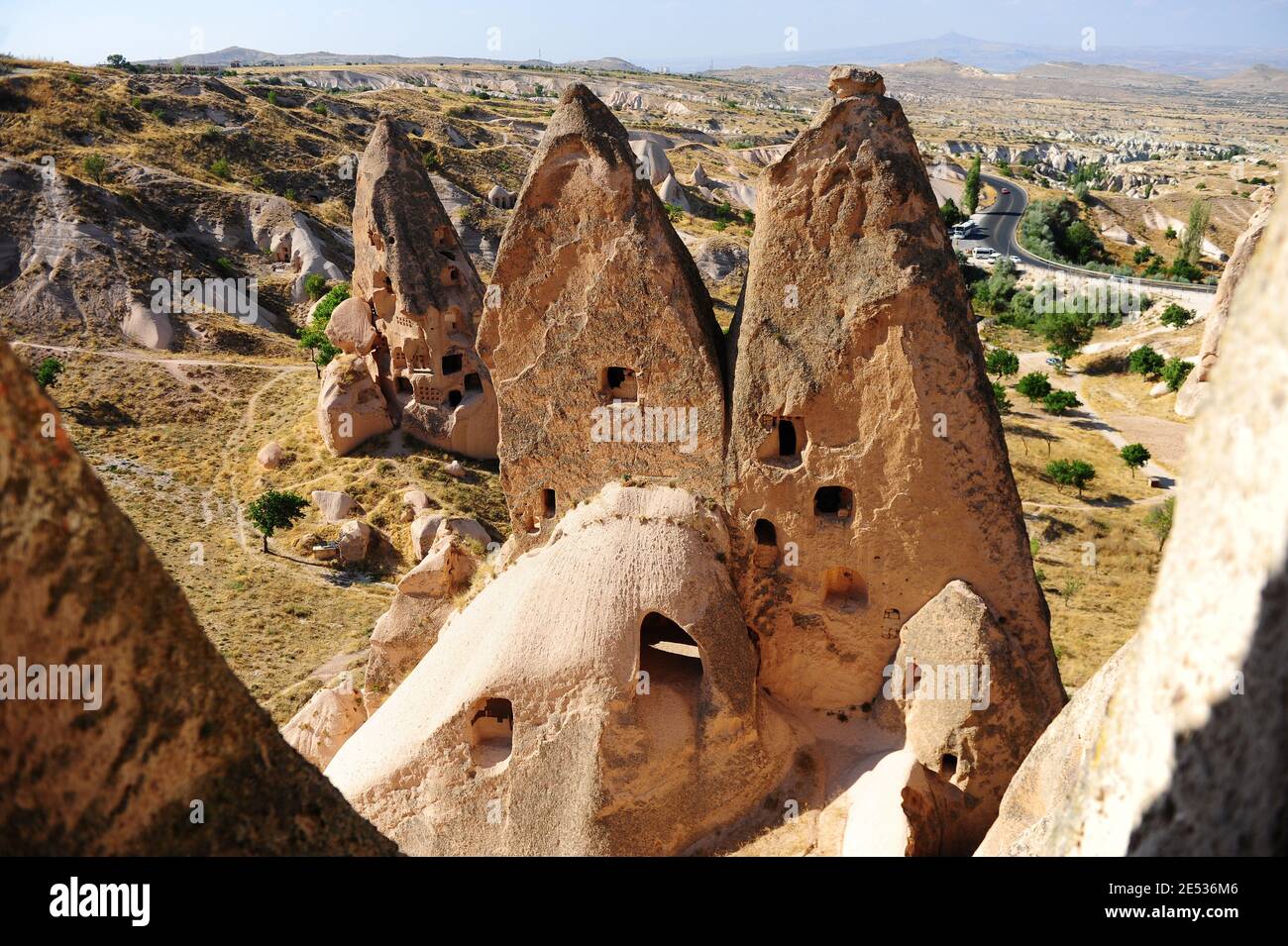 Landschaftlich schöne Felsformationen in Kappadokien, Türkei Stockfoto