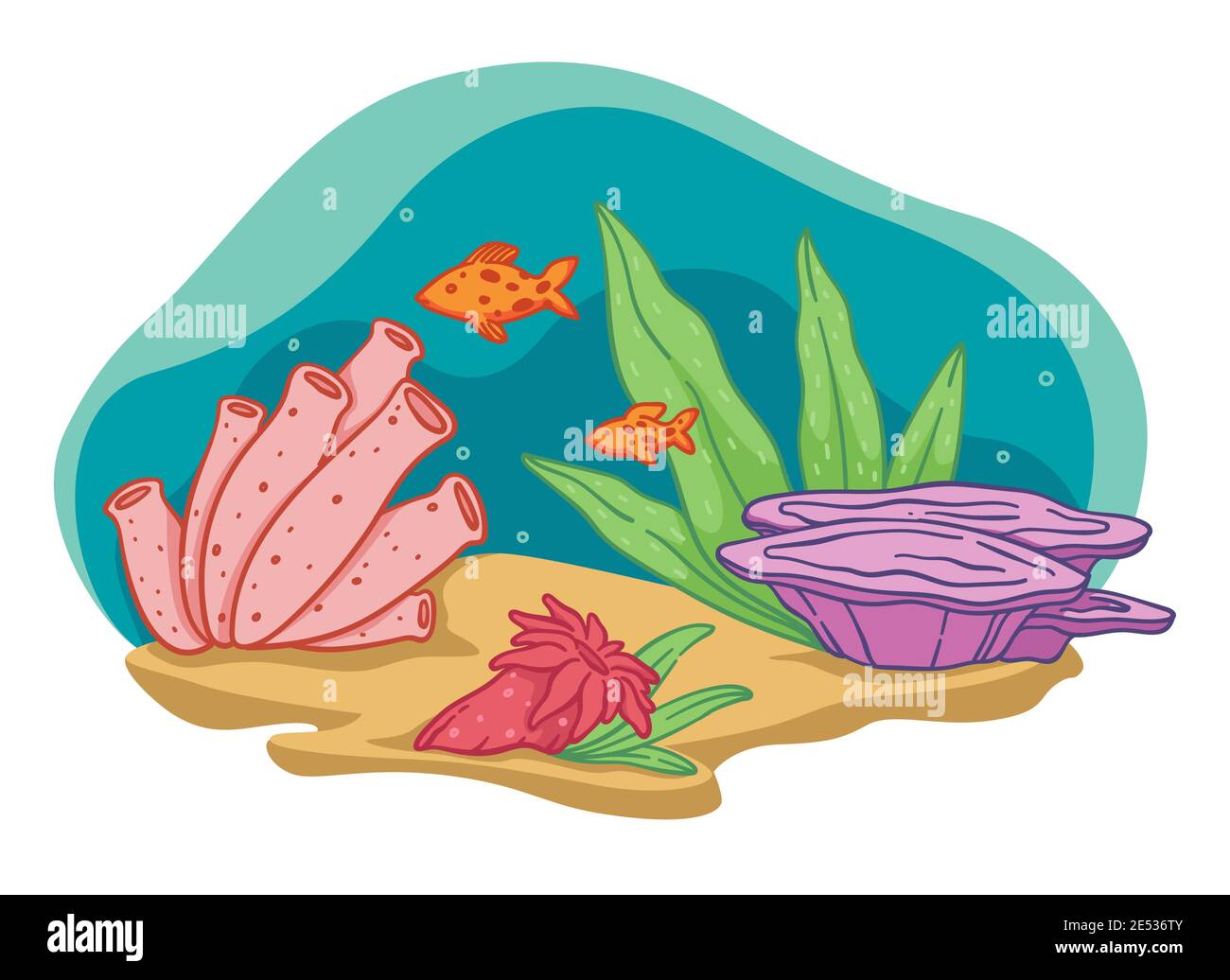 Biodiversität des Aquariums, des Meeres oder des Meeresbodens Stock Vektor