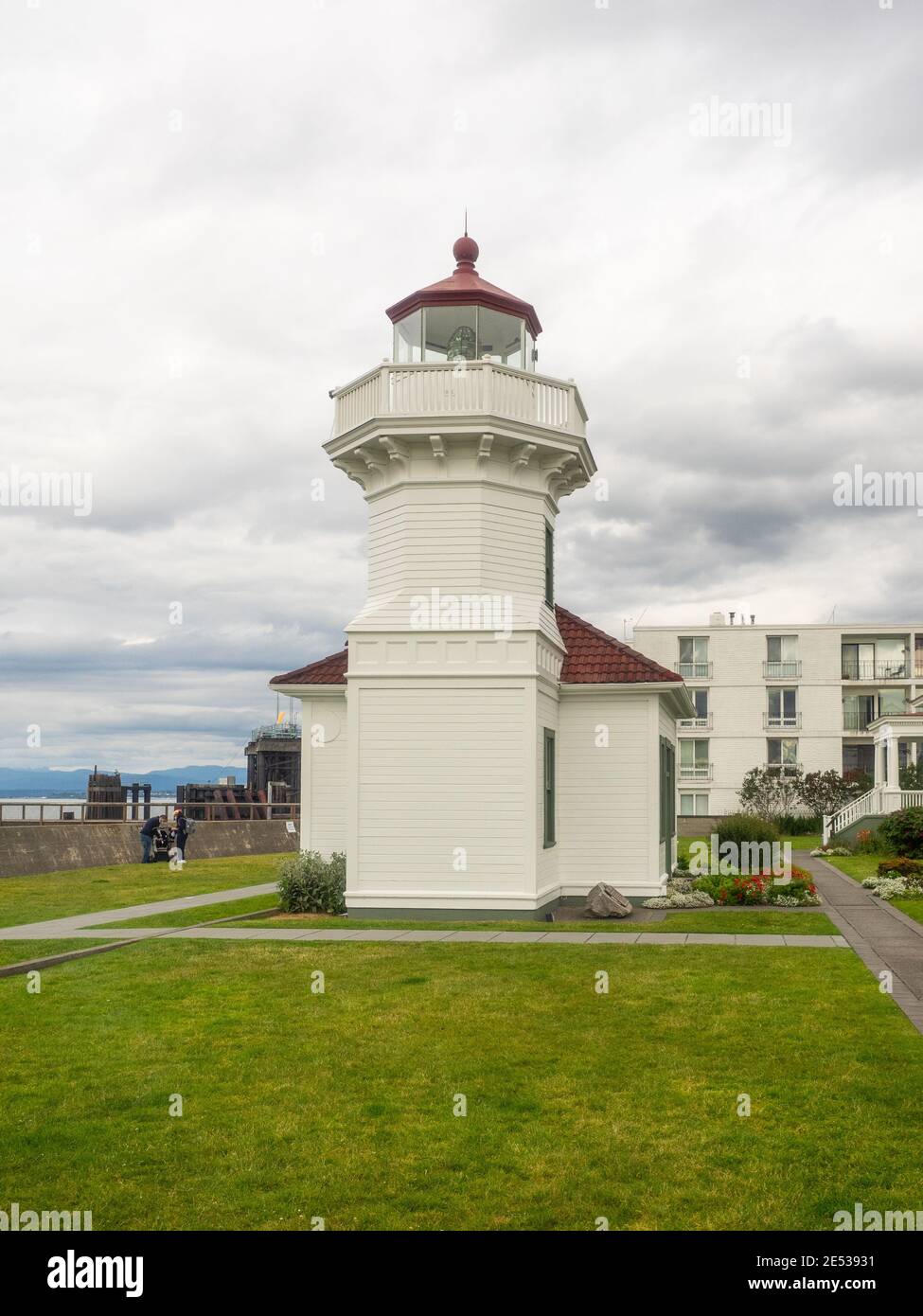 Mukilteo Lighthouse Park umfasst den Leuchtturm am westlichen Ende der Stadt Mukilteo, Washington Stockfoto