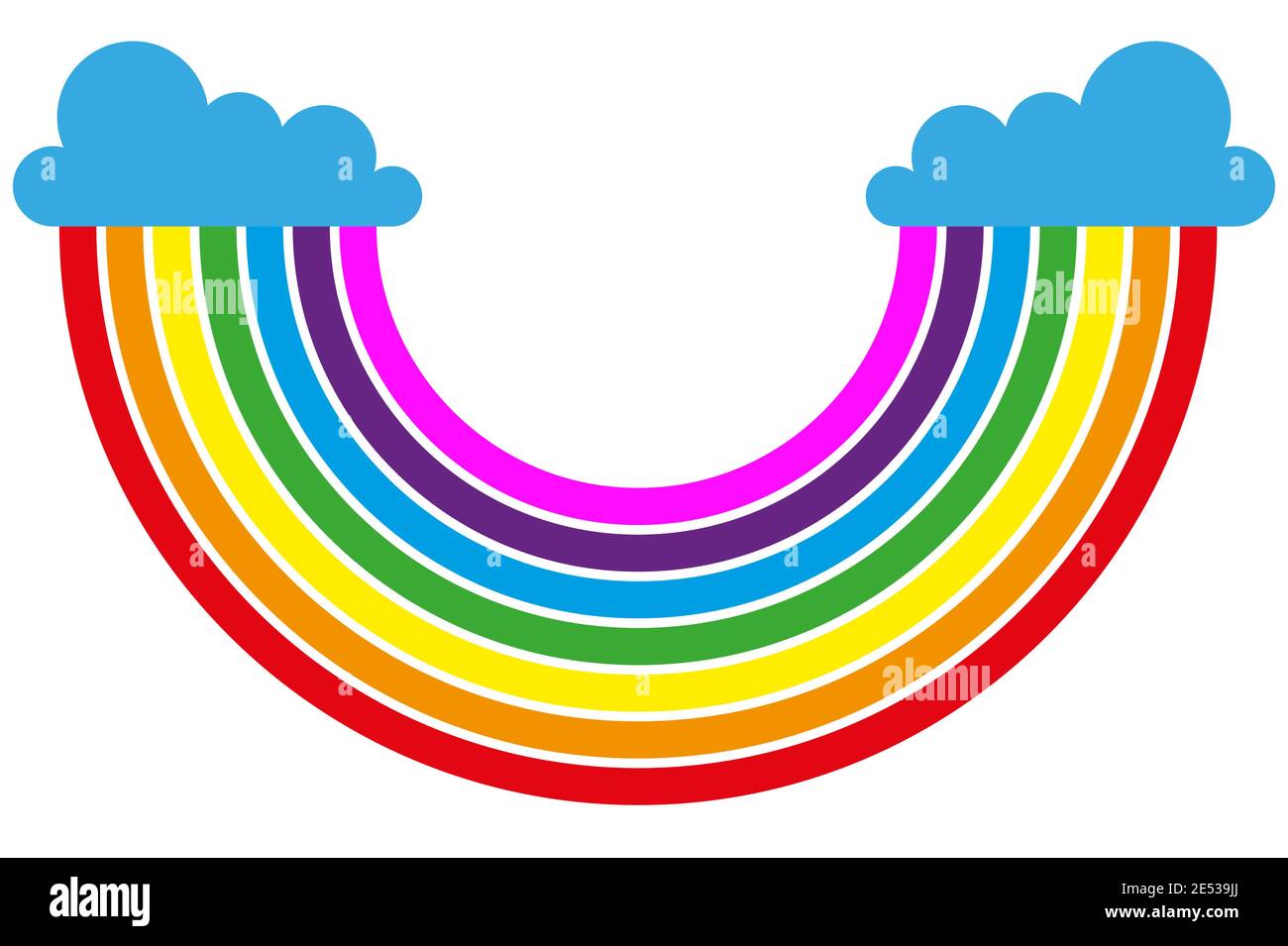 Smilie Rainbow mit Wolken Vektor-Illustration auf weißem Hintergrund Stock Vektor