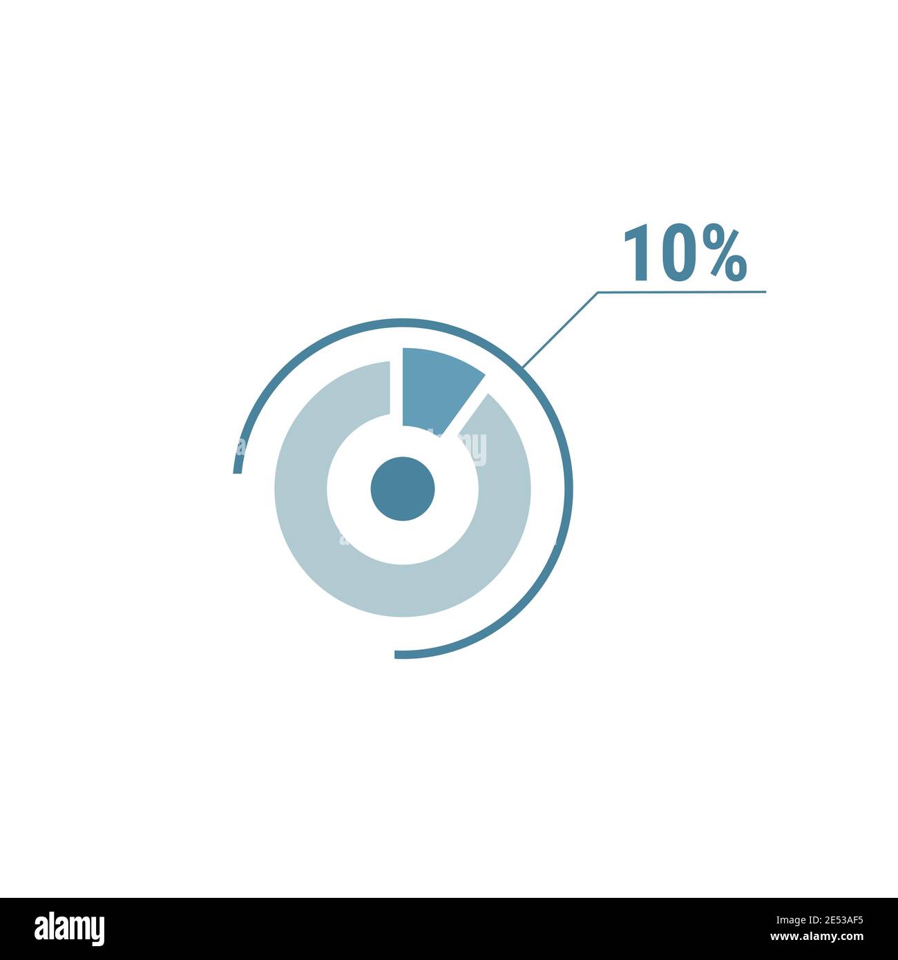 10 zehn Prozent Vektor Kreis Diagramm, Prozentsatz Diagramm Grafik für Web-ui-Design, flache Vektor-Illustration. Stock Vektor