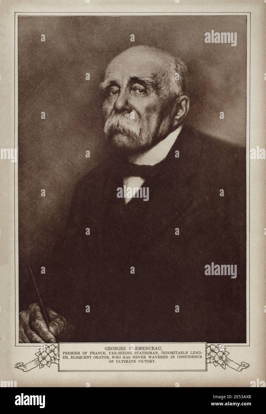 Retro-Foto von Georges Clemenceau (1841 – 1929), einem französischen Staatsmann, der von 1906 bis 1909 und von 1917 bis 1945 als Premierminister Frankreichs diente Stockfoto