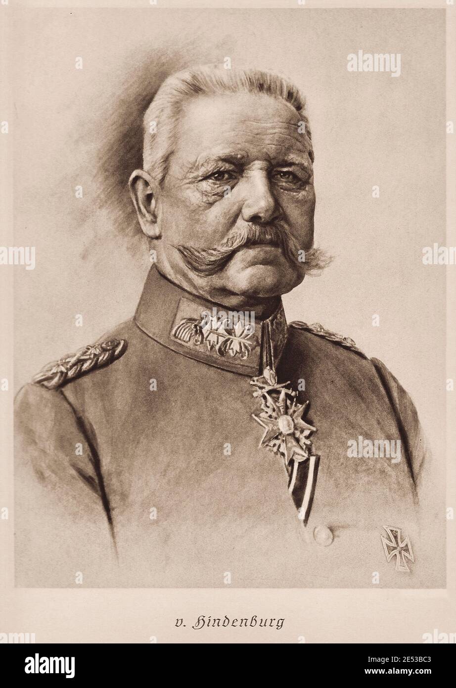 Paul von Hindenburg (* um das Jahr von 1848) war ein deutscher General und Staatsmann, der im ersten Weltkrieg das Kaiserliche Bundesheer befehligte und später Präsident wurde Stockfoto