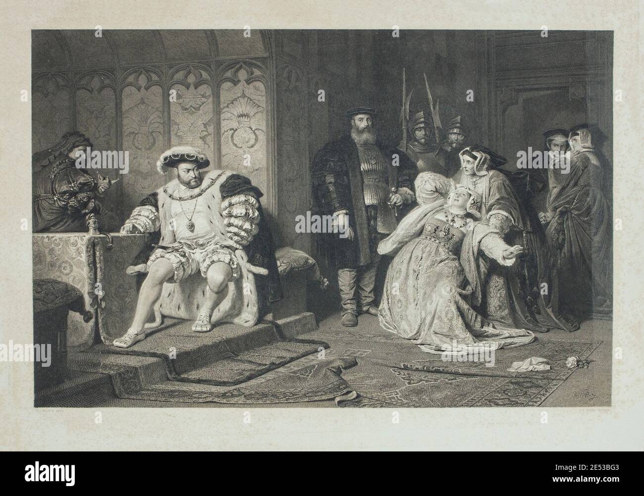 König Heinrich VIII. Von England verkündet das Todesurteil (1536) für Anne Boleyn, seine zweite Frau und Mutter der zukünftigen Königin Elisabeth I. von England. Stockfoto