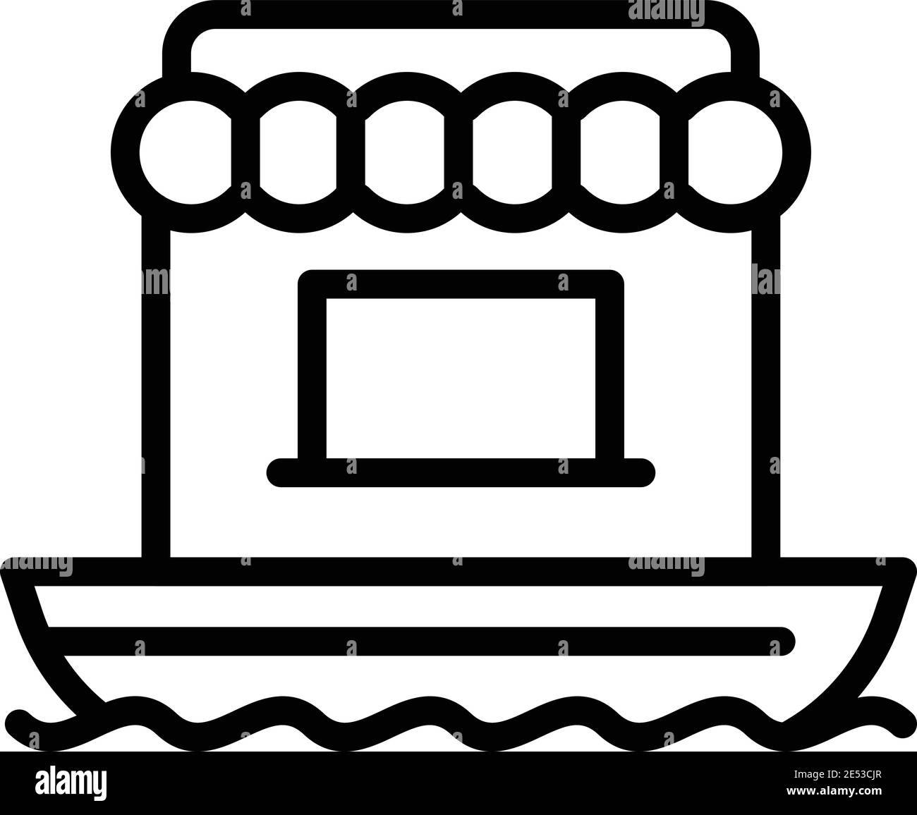 Symbol für schwimmende Lebensmittel. Umriss Lebensmittel schwimmende Shop Vektor-Symbol für Web-Design isoliert auf weißem Hintergrund Stock Vektor