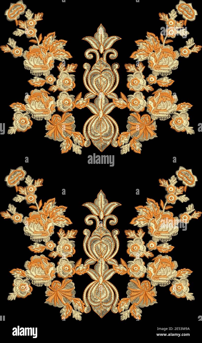 Stickereimotiv Textildruck Design für Mughal Kunst manuell Abbildung Stockfoto