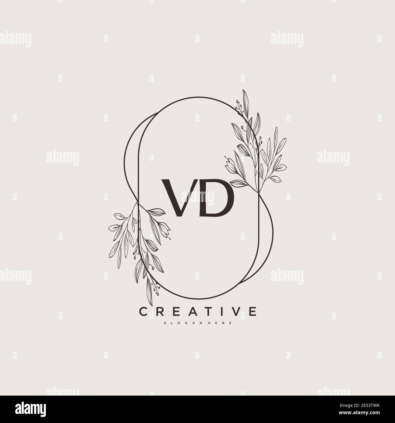 VD Beauty Vektor anfängliche Logo Art, Handschrift Logo der ursprünglichen Signatur, Hochzeit, Mode, Schmuck, Boutique, Blumen und botanische mit kreativen temp Stock Vektor