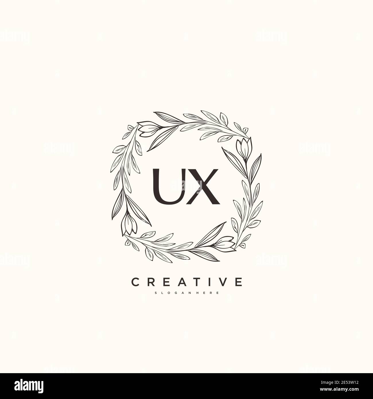 UX Beauty Vektor Initial Logo Art, Handschrift Logo der ersten Unterschrift, Hochzeit, Mode, jewerly, Boutique, floral und botanisch mit kreativen temp Stock Vektor