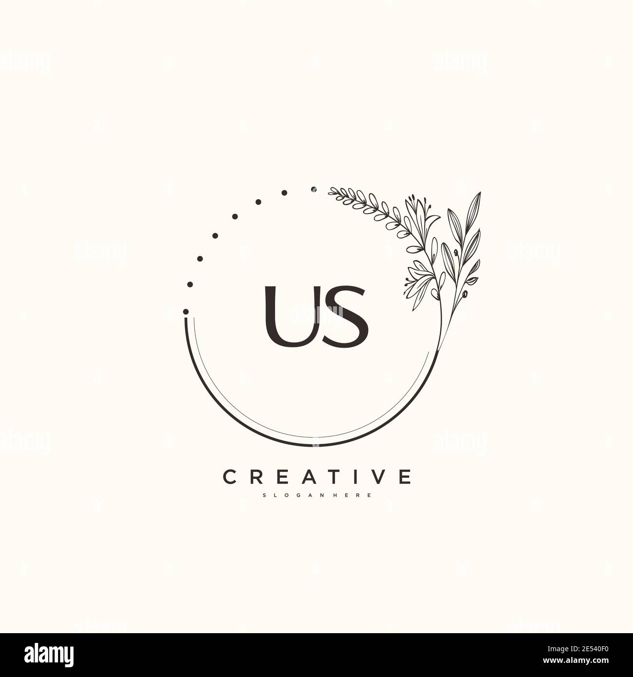 US Beauty Vektor anfängliche Logo Kunst, Handschrift Logo der ursprünglichen Signatur, Hochzeit, Mode, jewerly, Boutique, floral und botanisch mit kreativen temp Stock Vektor
