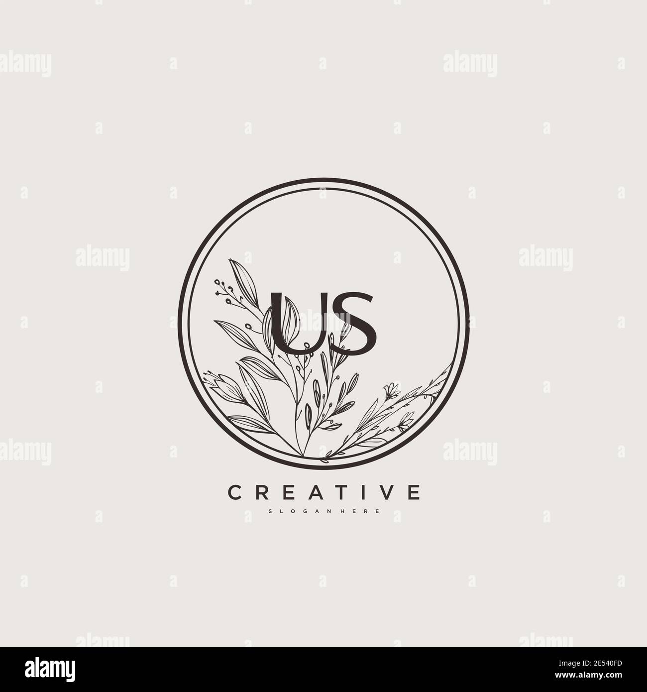 US Beauty Vektor anfängliche Logo Kunst, Handschrift Logo der ursprünglichen Signatur, Hochzeit, Mode, jewerly, Boutique, floral und botanisch mit kreativen temp Stock Vektor