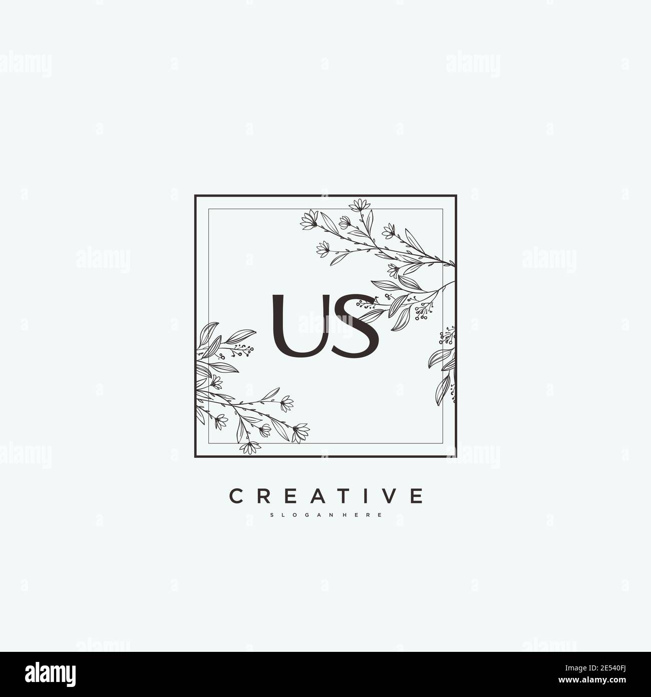 US Beauty Vektor anfängliche Logo Kunst, Handschrift Logo der ursprünglichen Signatur, Hochzeit, Mode, jewerly, Boutique, floral und botanisch mit kreativen temp Stock Vektor
