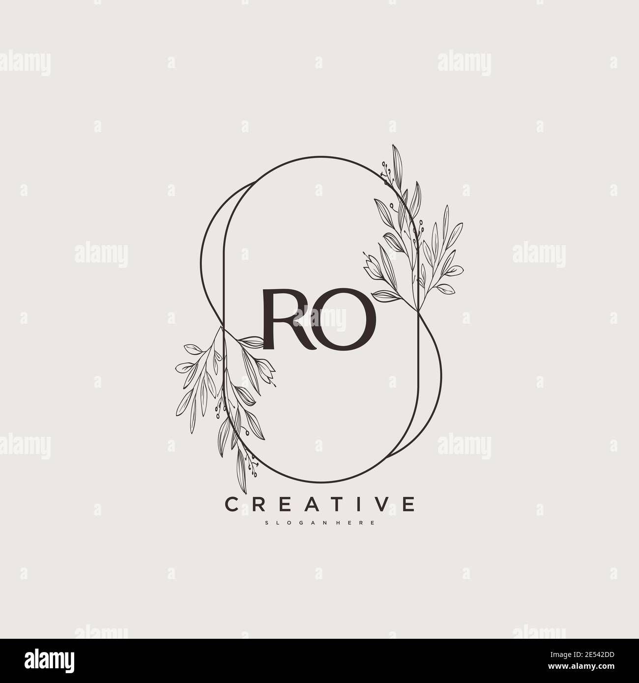 RO Beauty Vektor Initial Logo Art, Handschrift Logo der ersten Unterschrift, Hochzeit, Mode, Schmuck, Boutique, Blumen und botanische mit kreativen temp Stock Vektor