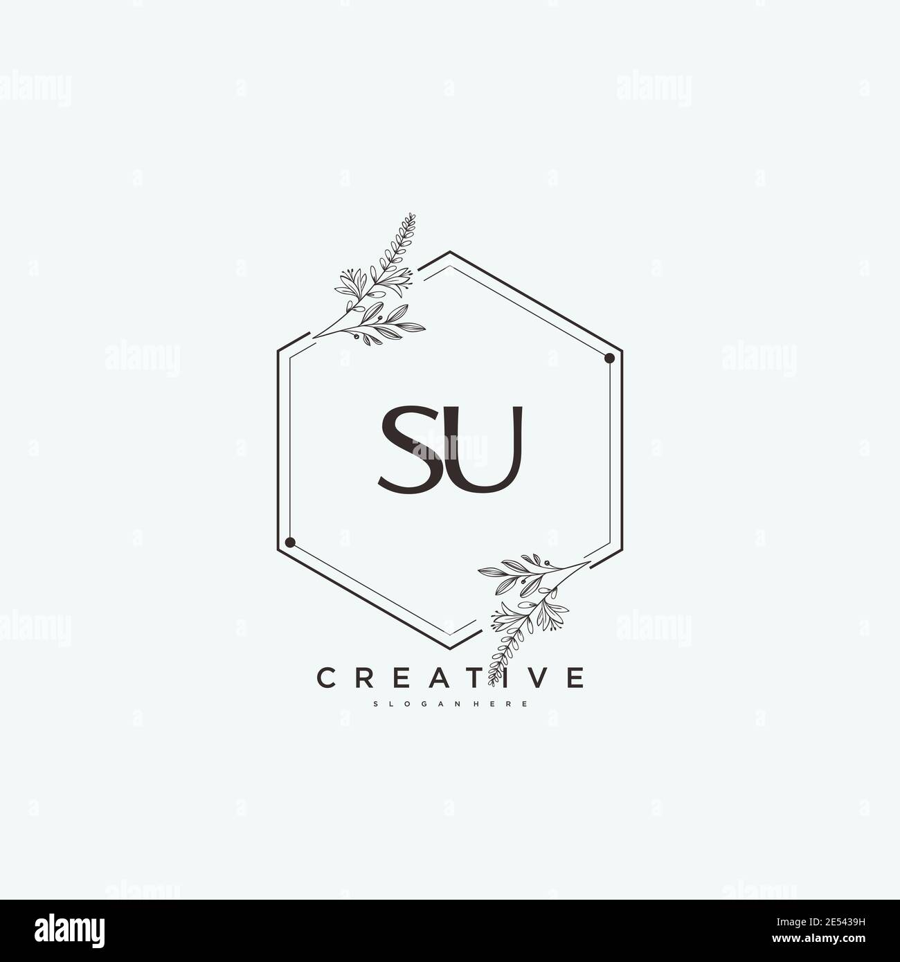SU Beauty Vektor Initial Logo Art, Handschrift Logo der ersten Unterschrift, Hochzeit, Mode, Schmuck, Boutique, Blumen und botanische mit kreativen temp Stock Vektor