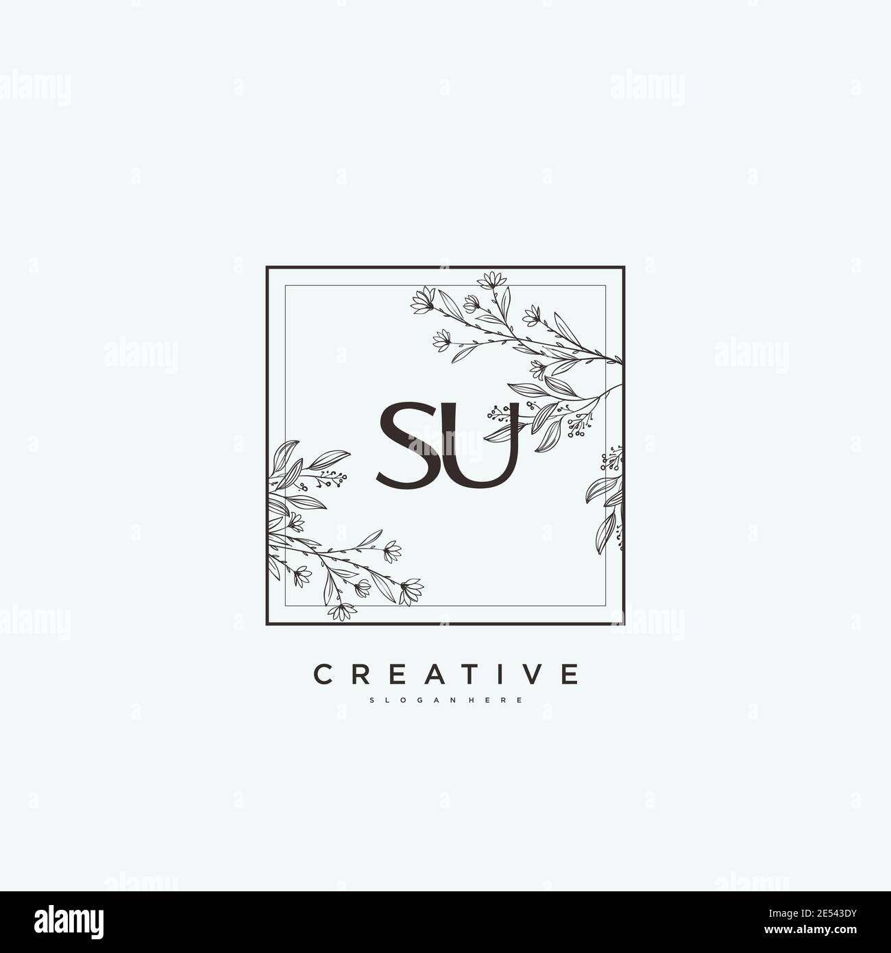 SU Beauty Vektor Initial Logo Art, Handschrift Logo der ersten Unterschrift, Hochzeit, Mode, Schmuck, Boutique, Blumen und botanische mit kreativen temp Stock Vektor