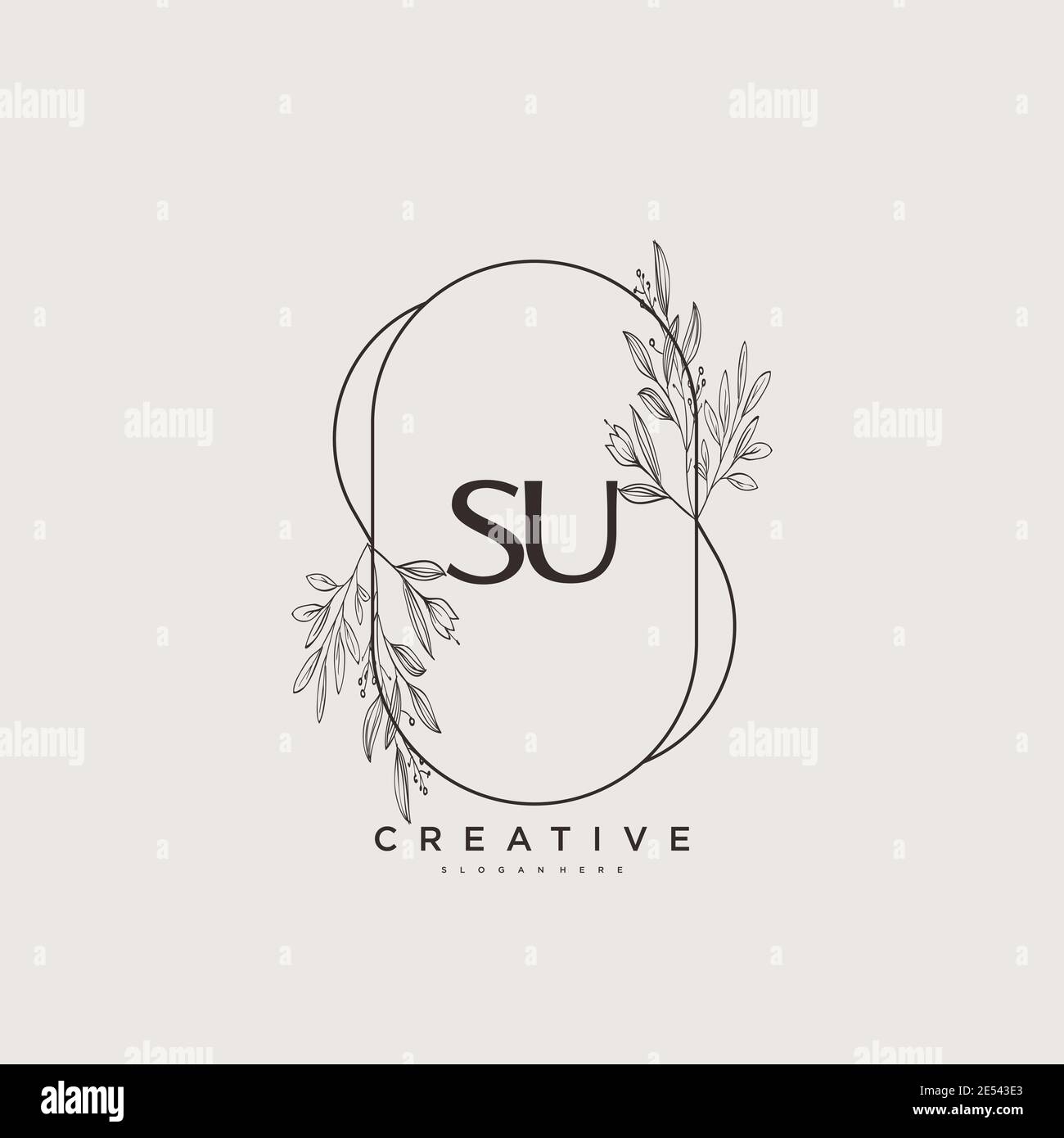 SU Beauty Vektor Initial Logo Art, Handschrift Logo der ersten Unterschrift, Hochzeit, Mode, Schmuck, Boutique, Blumen und botanische mit kreativen temp Stock Vektor