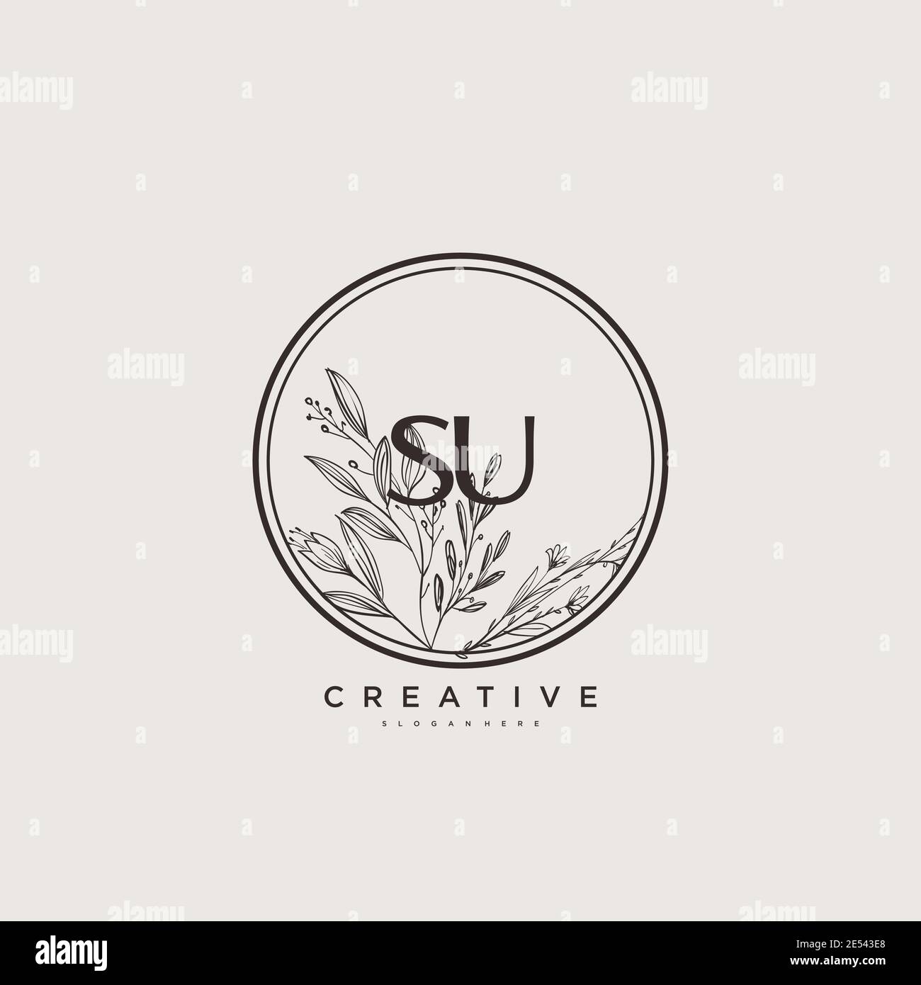 SU Beauty Vektor Initial Logo Art, Handschrift Logo der ersten Unterschrift, Hochzeit, Mode, Schmuck, Boutique, Blumen und botanische mit kreativen temp Stock Vektor