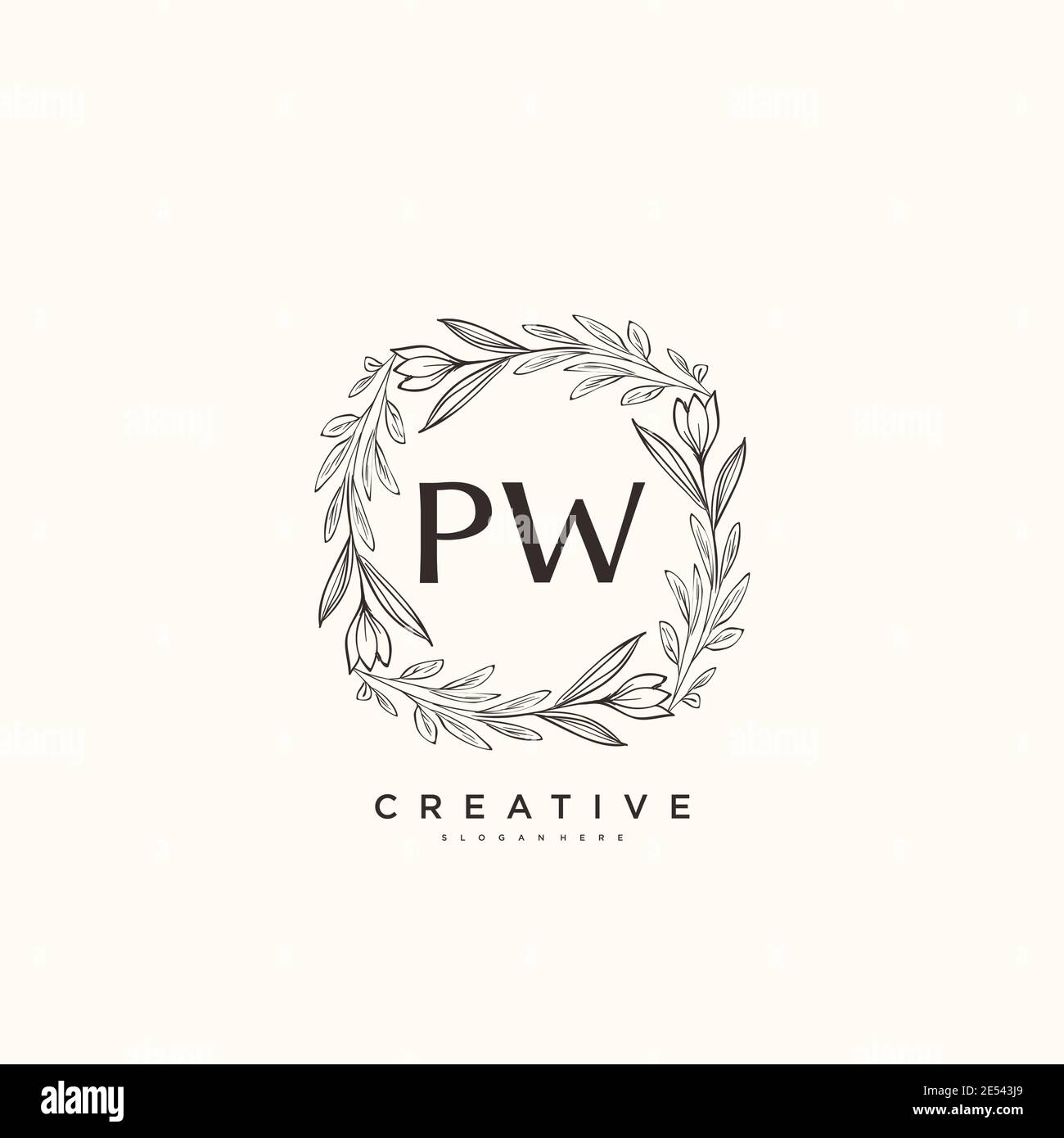 PW Beauty Vektor anfängliche Logo Art, Handschrift Logo der ersten Unterschrift, Hochzeit, Mode, Schmuck, Boutique, Blumen und botanische mit kreativen temp Stock Vektor